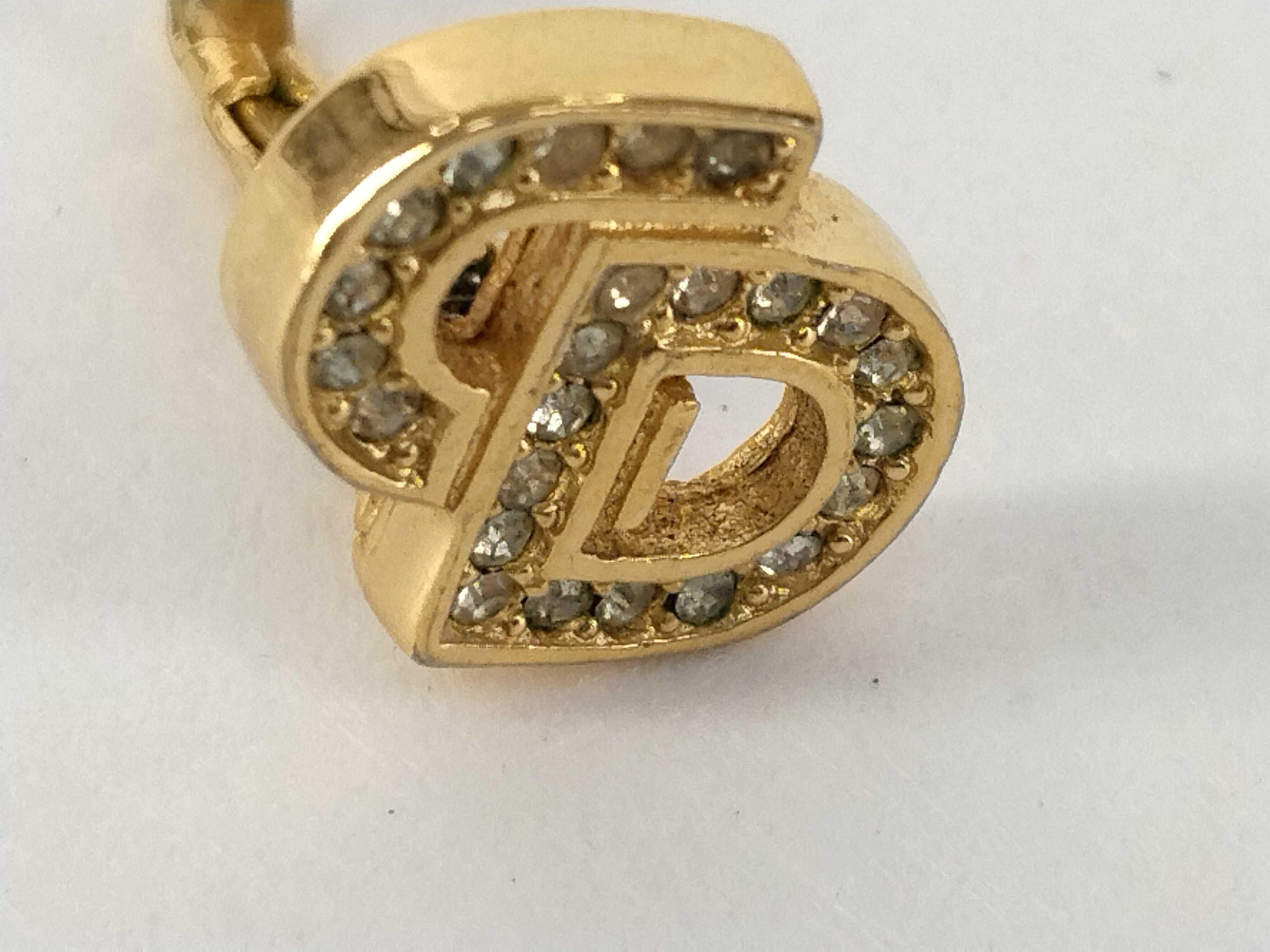CD Logo Rhinestone Gold Earrings — view 8