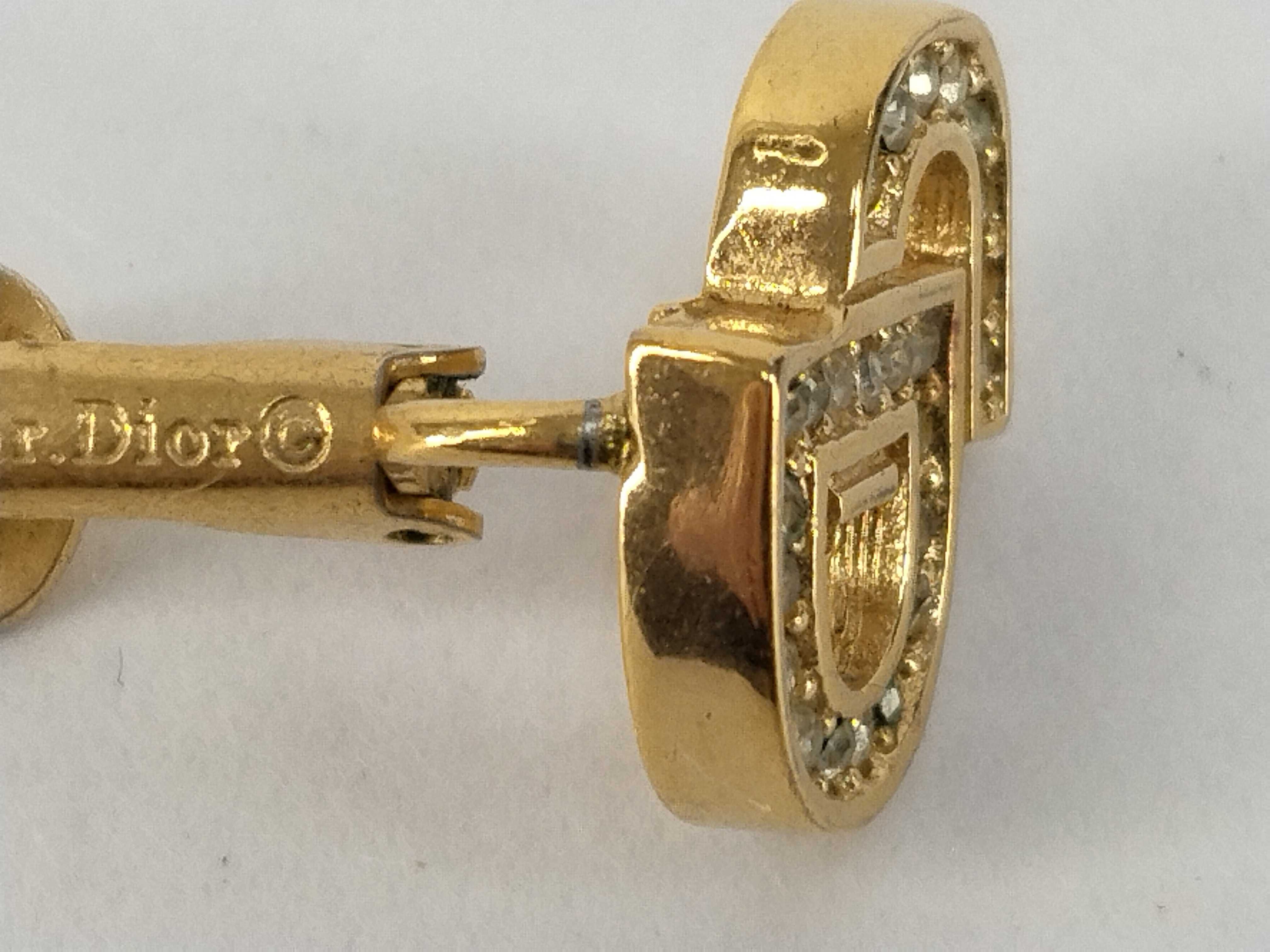 CD Logo Rhinestone Gold Earrings — view 9