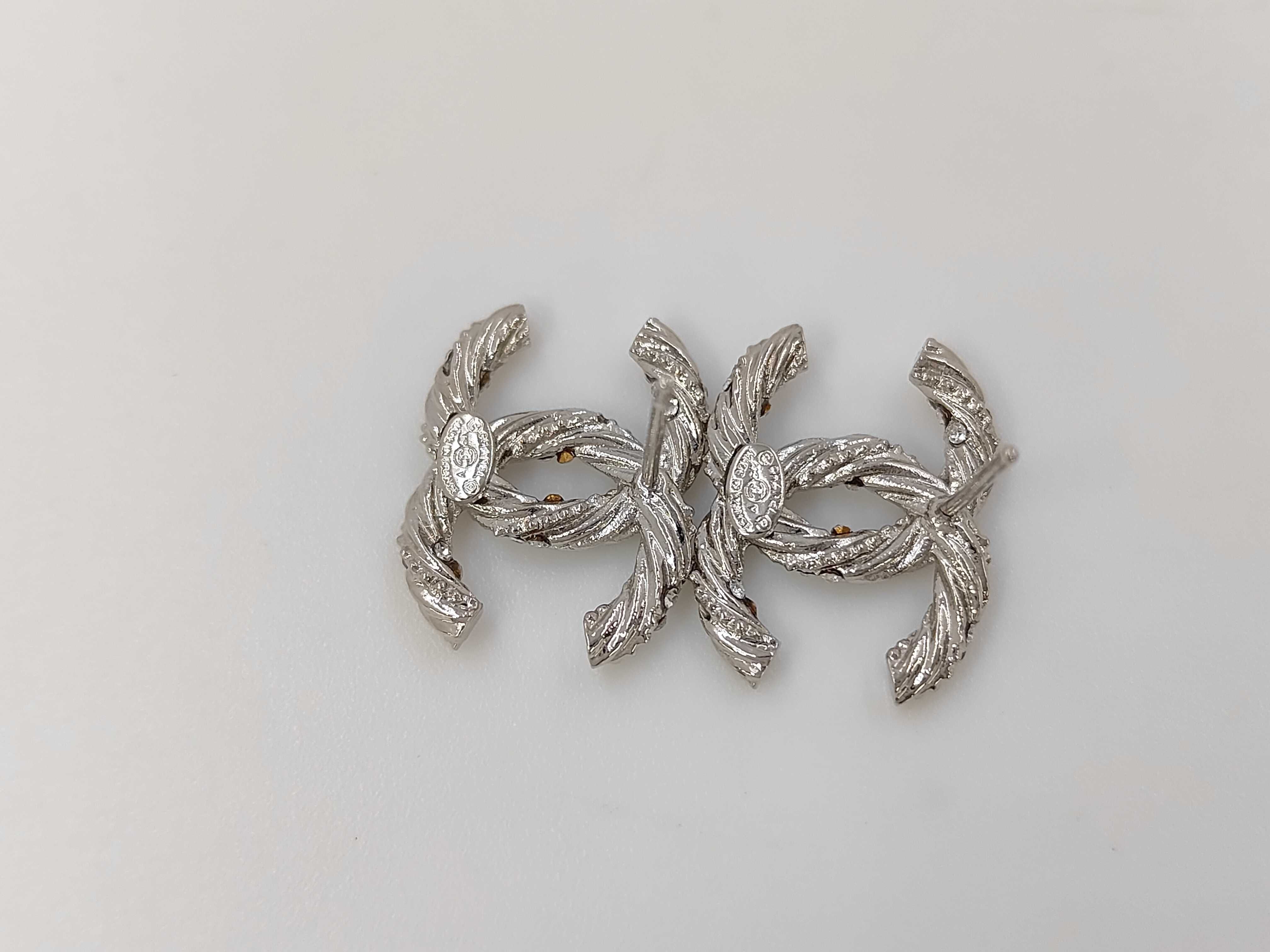 A18V Coco Mark Rhinestone Earrings, Silver Earrings — view 2