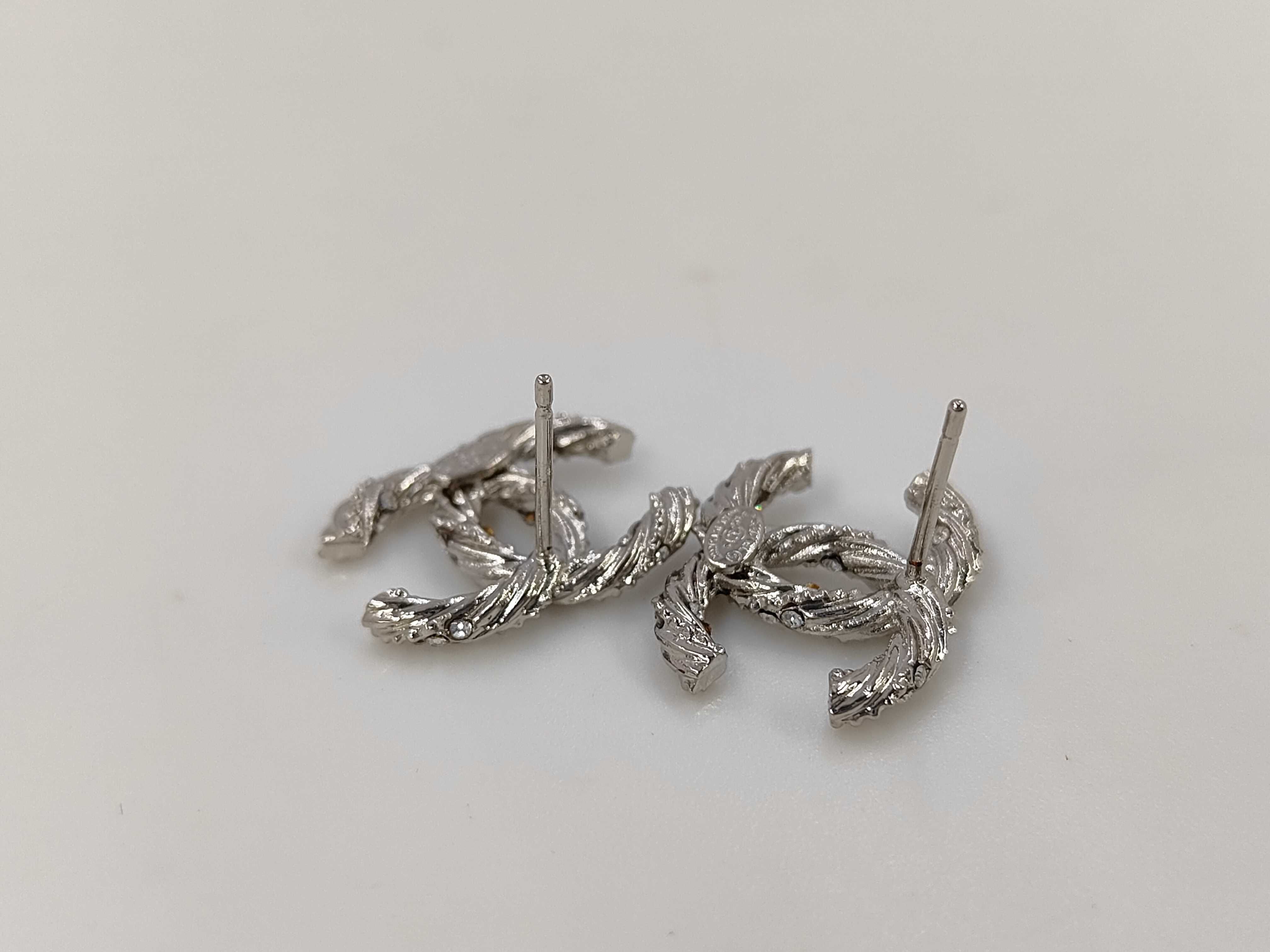 A18V Coco Mark Rhinestone Earrings, Silver Earrings — view 3