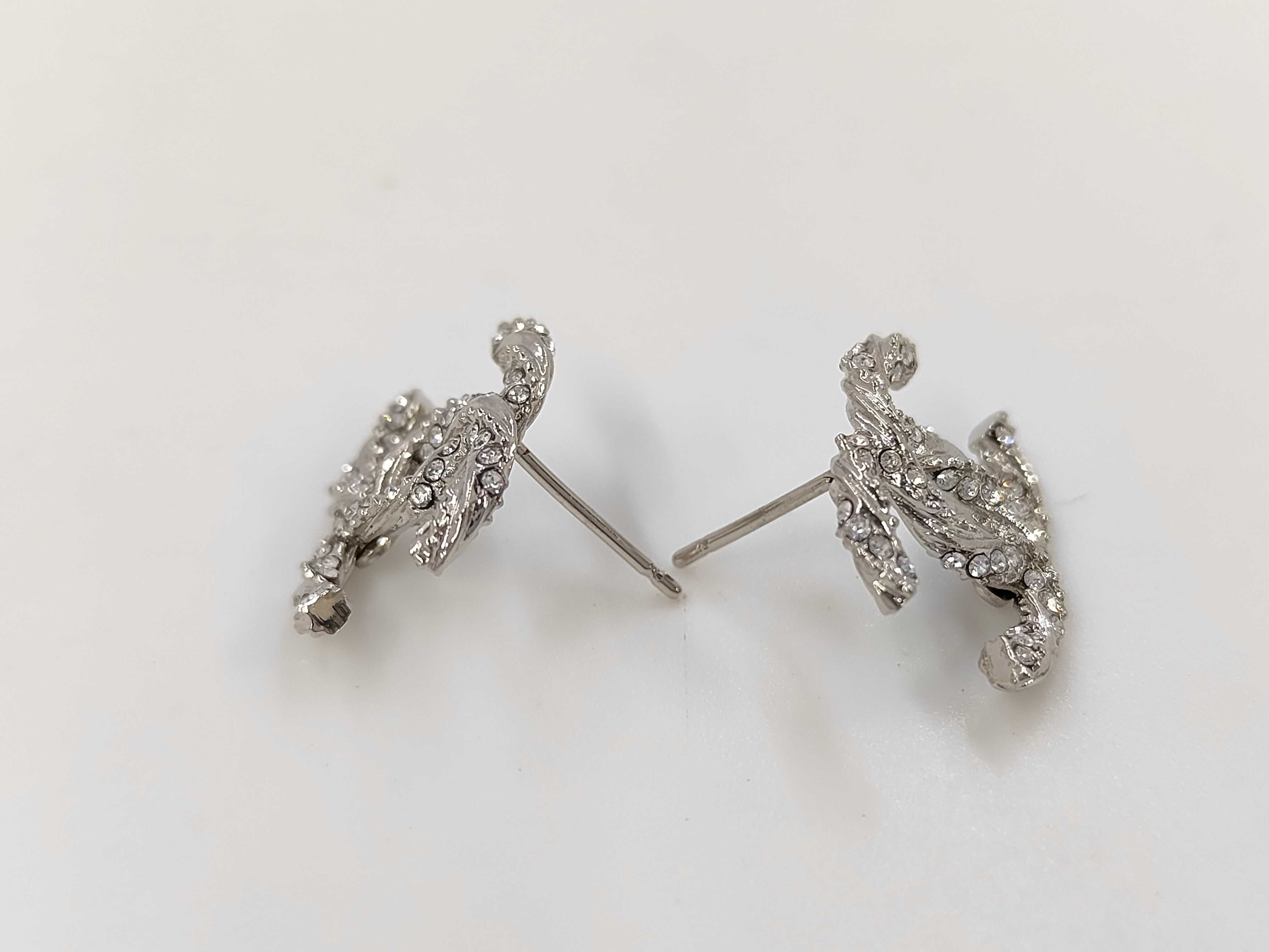 A18V Coco Mark Rhinestone Earrings, Silver Earrings — view 4