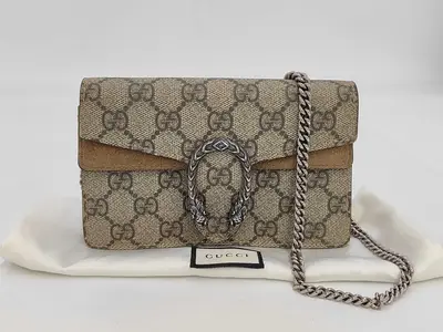 Beige Coated Canvas GG Supreme Dionysus 476432 Chain Shoulder Bag