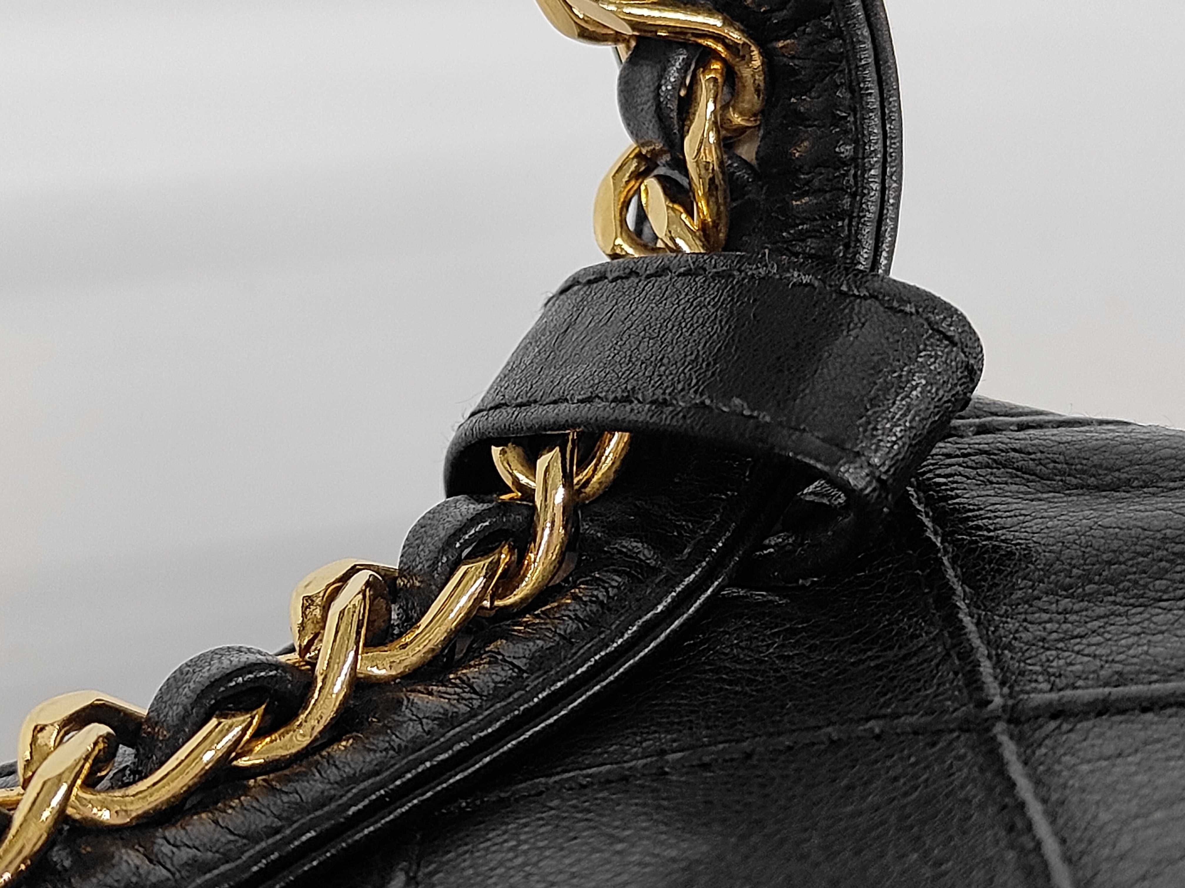 Matelassé Lambskin Chain Shoulder Pouch with Gold Hardware, Black Waist Bag — view 4