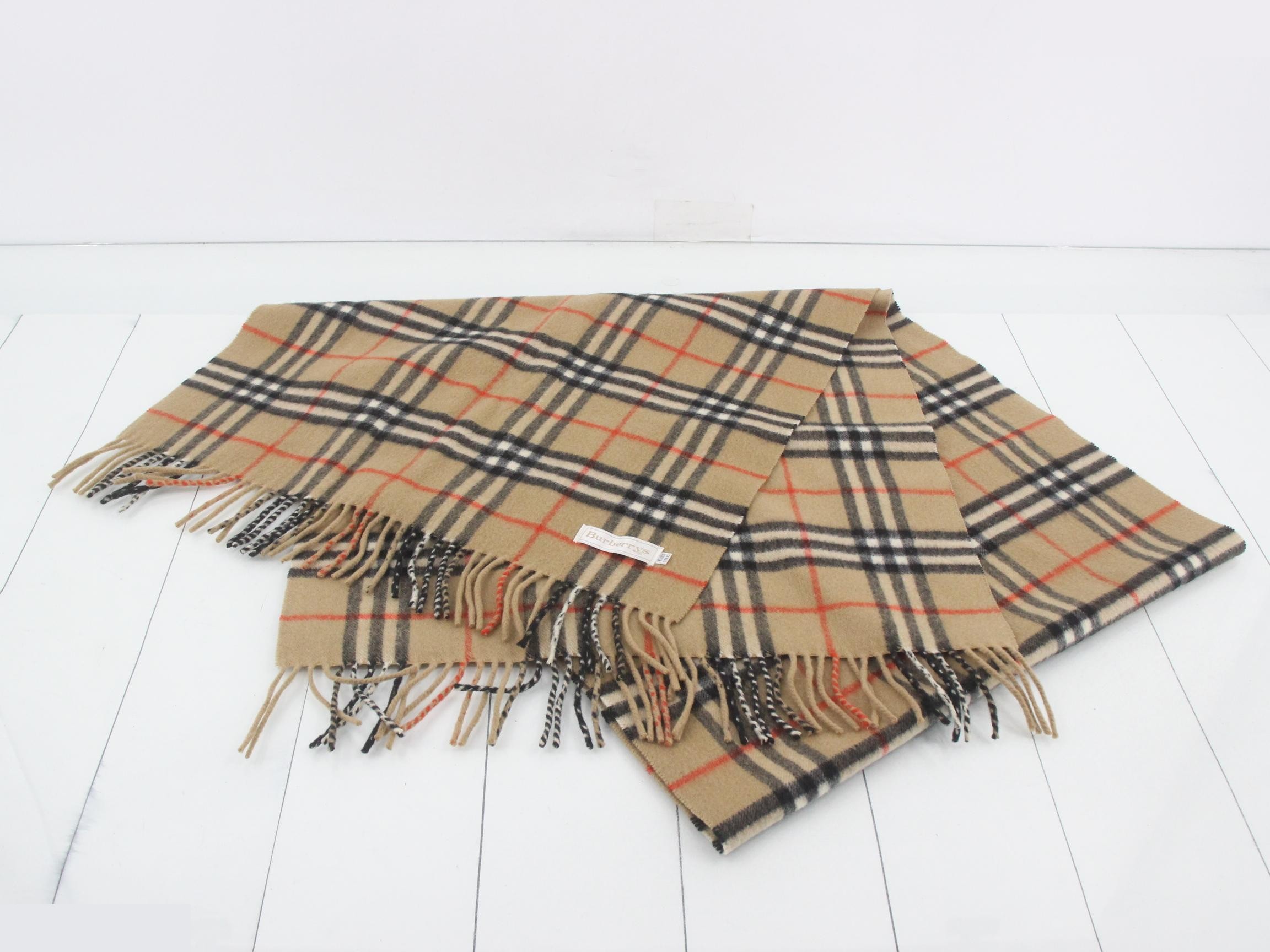 Nova Check Scarf, Beige, 100% Cashmere — view 2