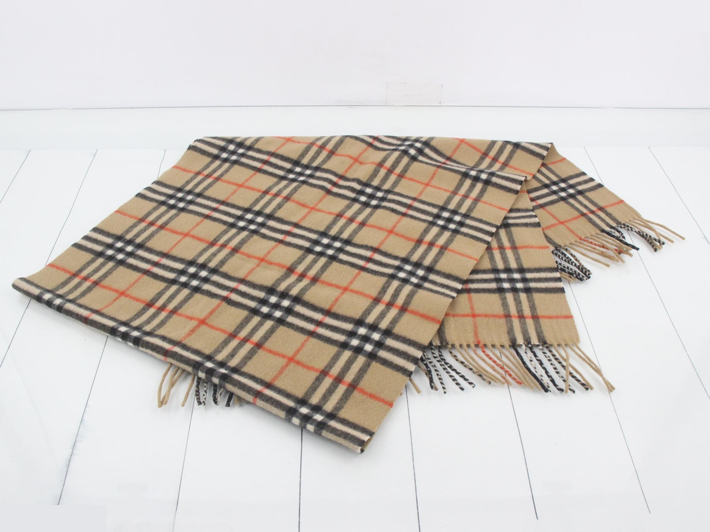 Nova Check Scarf, Beige, 100% Cashmere — view 3