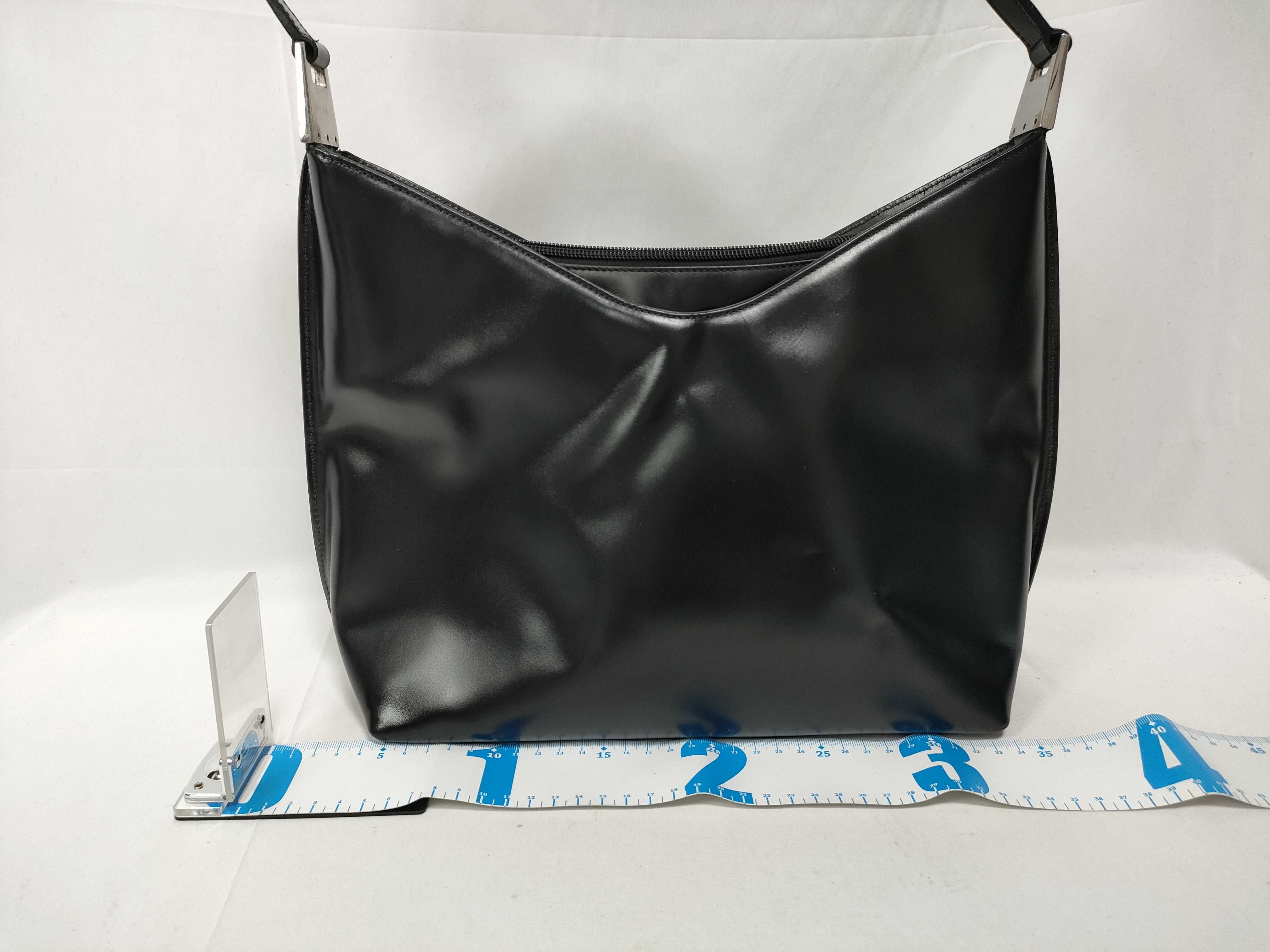 leather semi-shoulder bag black handbag — view 2
