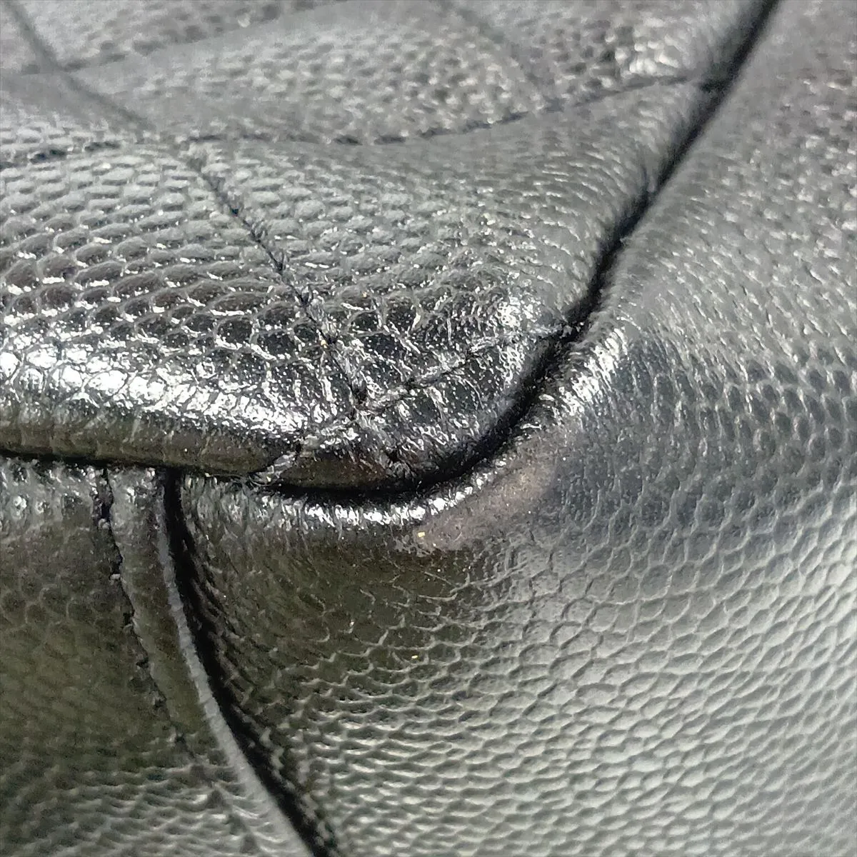 Matelassé Caviar Skin Chain Tote Bag, Black with Silver Hardware, Item No. 16841490 (Serial Number 16) — view 15