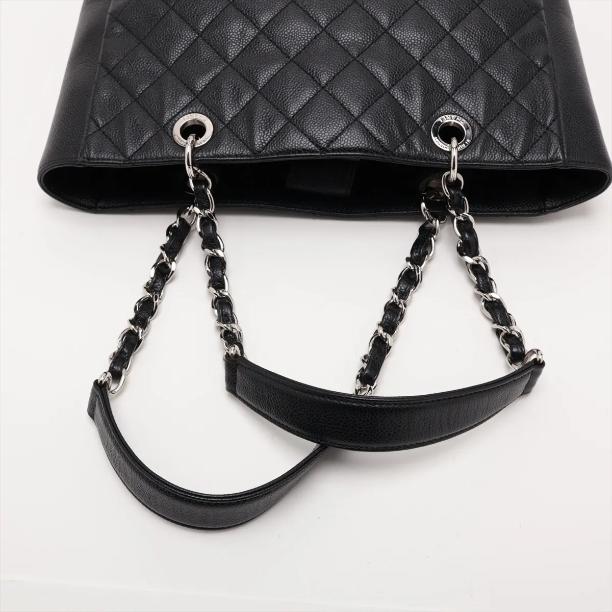 Matelassé Caviar Skin Chain Tote Bag, Black with Silver Hardware, Item No. 16841490 (Serial Number 16) — view 5
