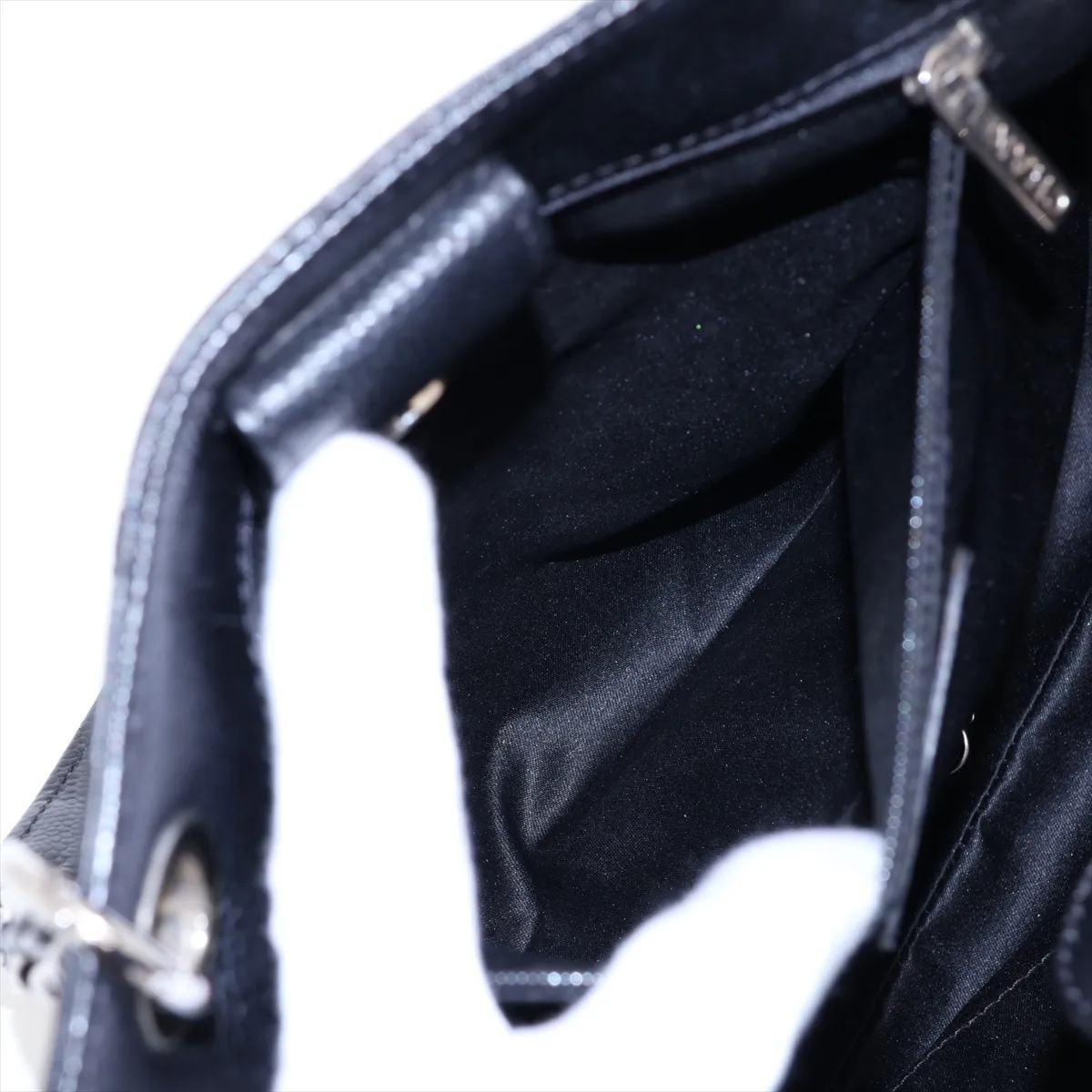 Matelassé Caviar Skin Chain Tote Bag, Black with Silver Hardware, Item No. 16841490 (Serial Number 16) — view 8