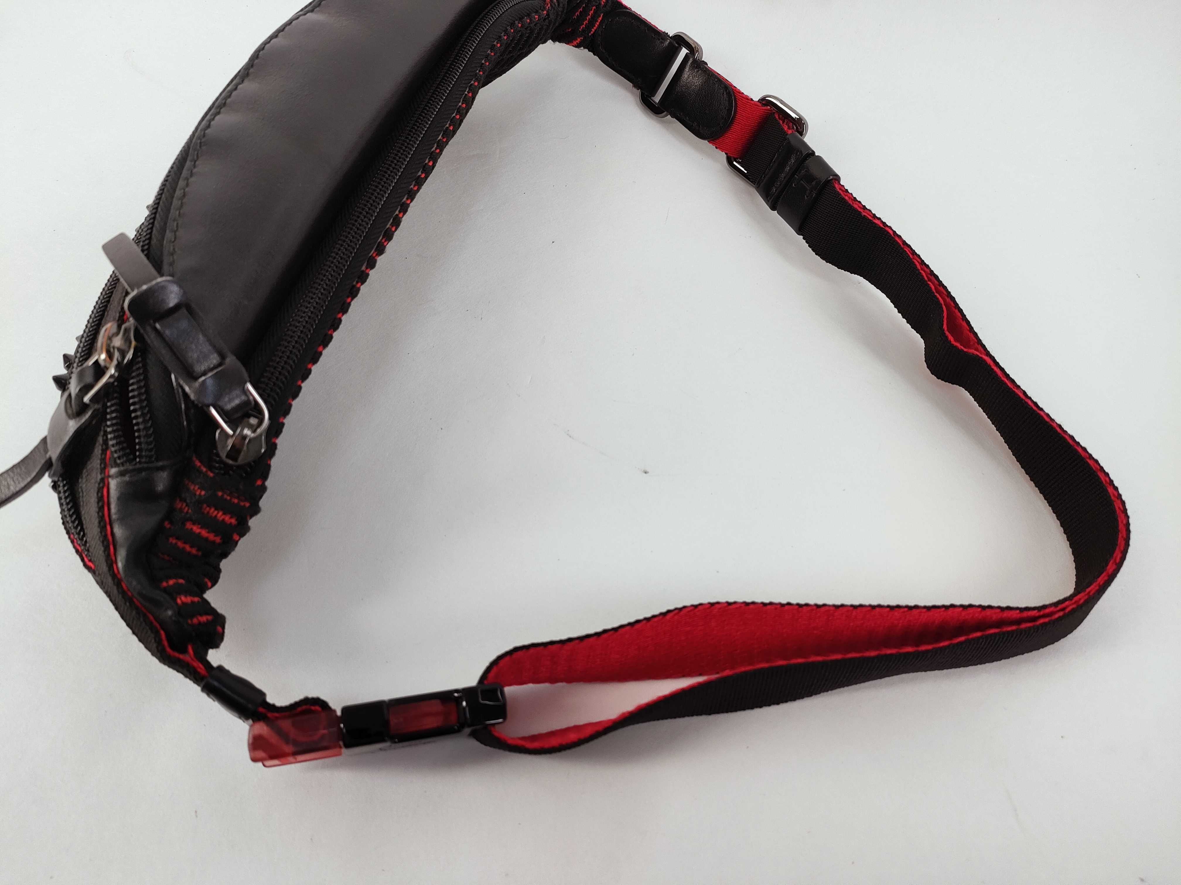 Studded Nylon x Leather Body Bag, Black Shoulder Bag — view 3