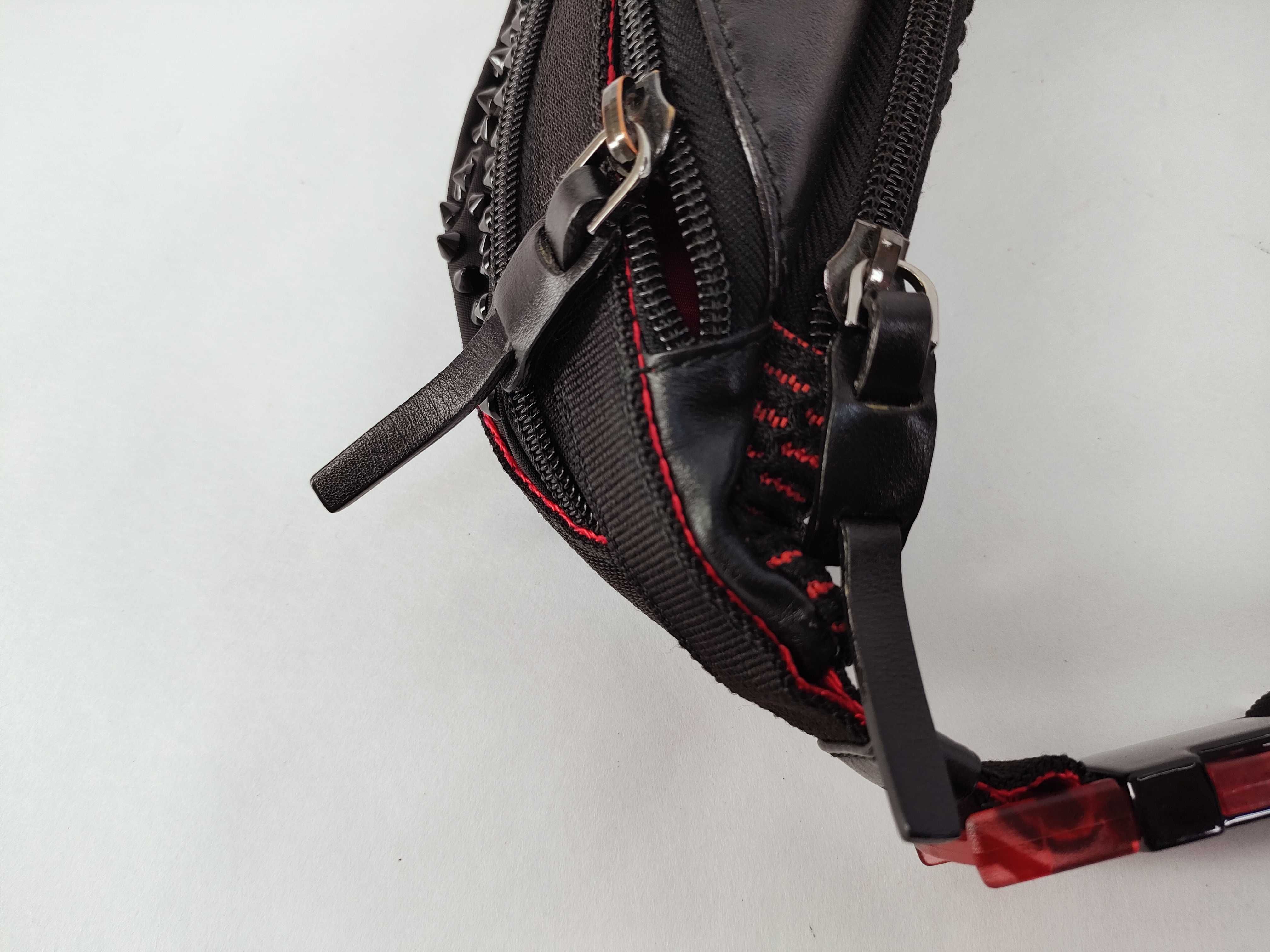 Studded Nylon x Leather Body Bag, Black Shoulder Bag — view 6