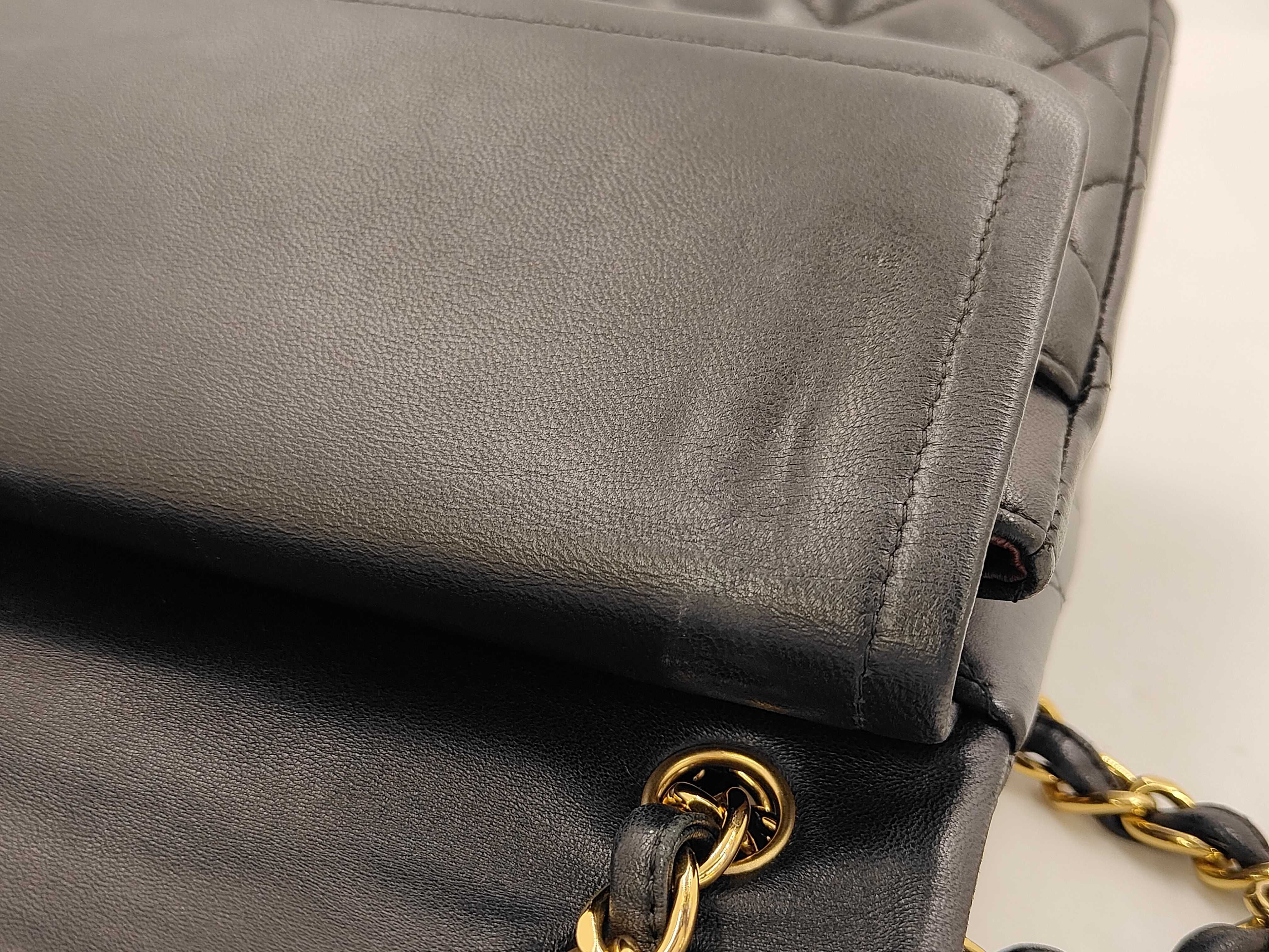 Matelassé 30 Double Flap Chain Shoulder Bag, Lambskin, Black — view 12