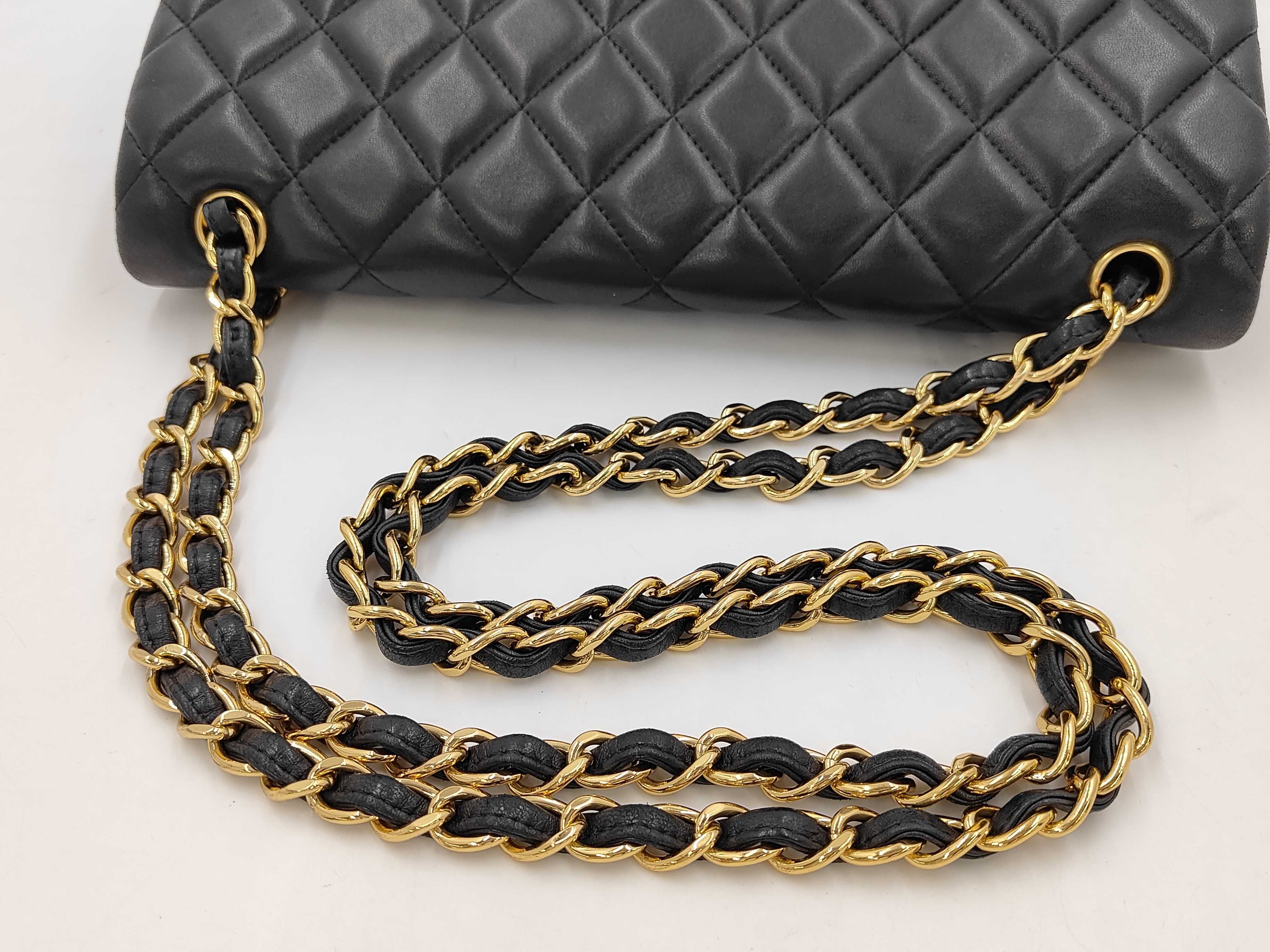 Matelassé 30 Double Flap Chain Shoulder Bag, Lambskin, Black — view 3