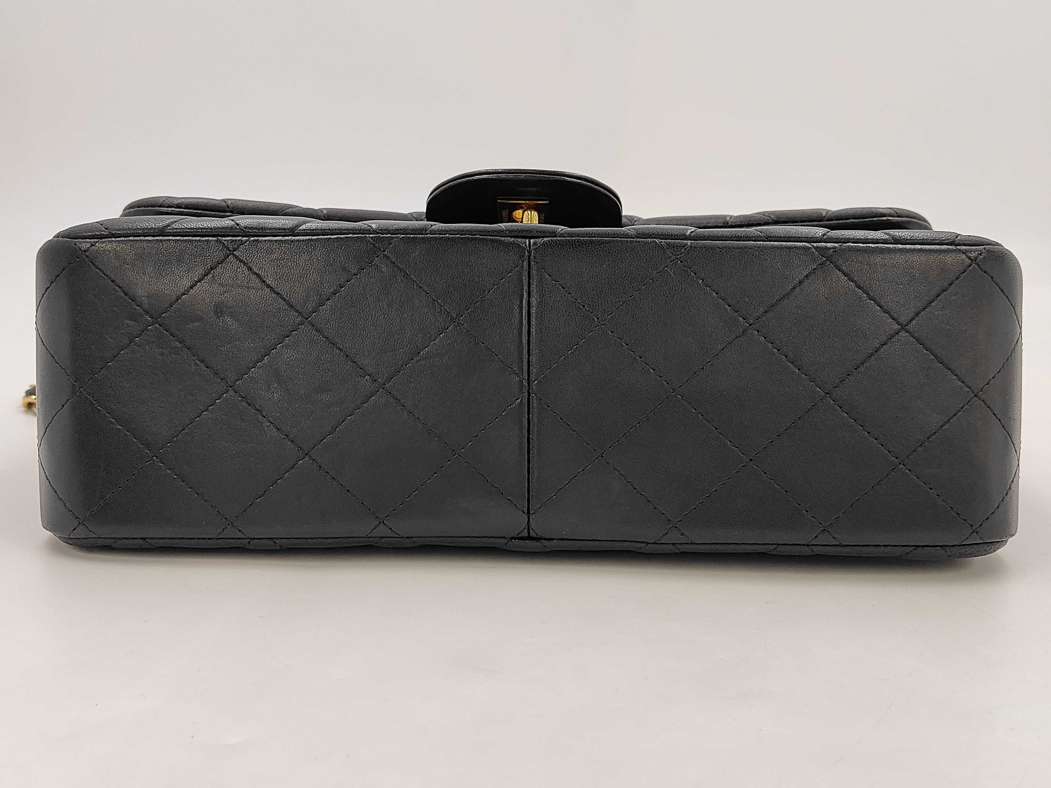 Matelassé 30 Double Flap Chain Shoulder Bag, Lambskin, Black — view 7