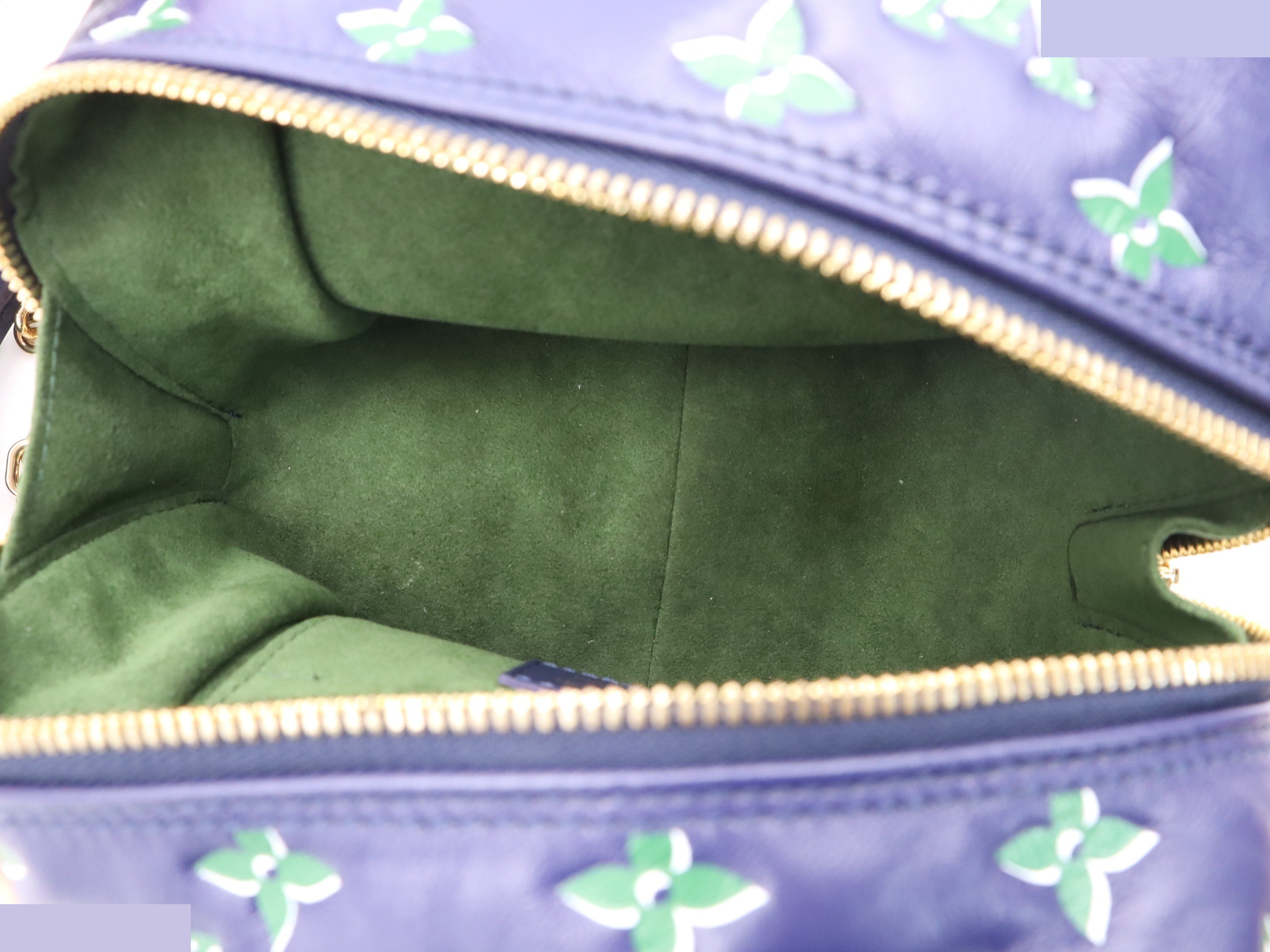 Lambskin monogram square bag in blue and green with chain strap. — view 7