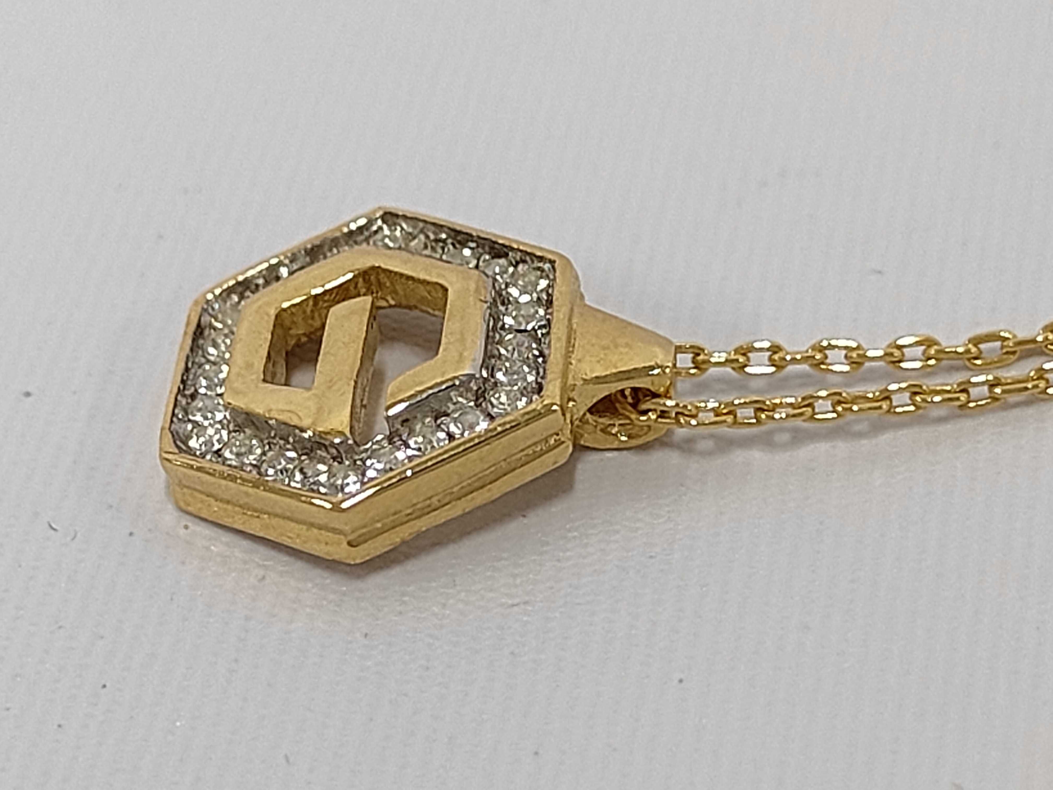 G-logo rhinestone gold necklace — view 3