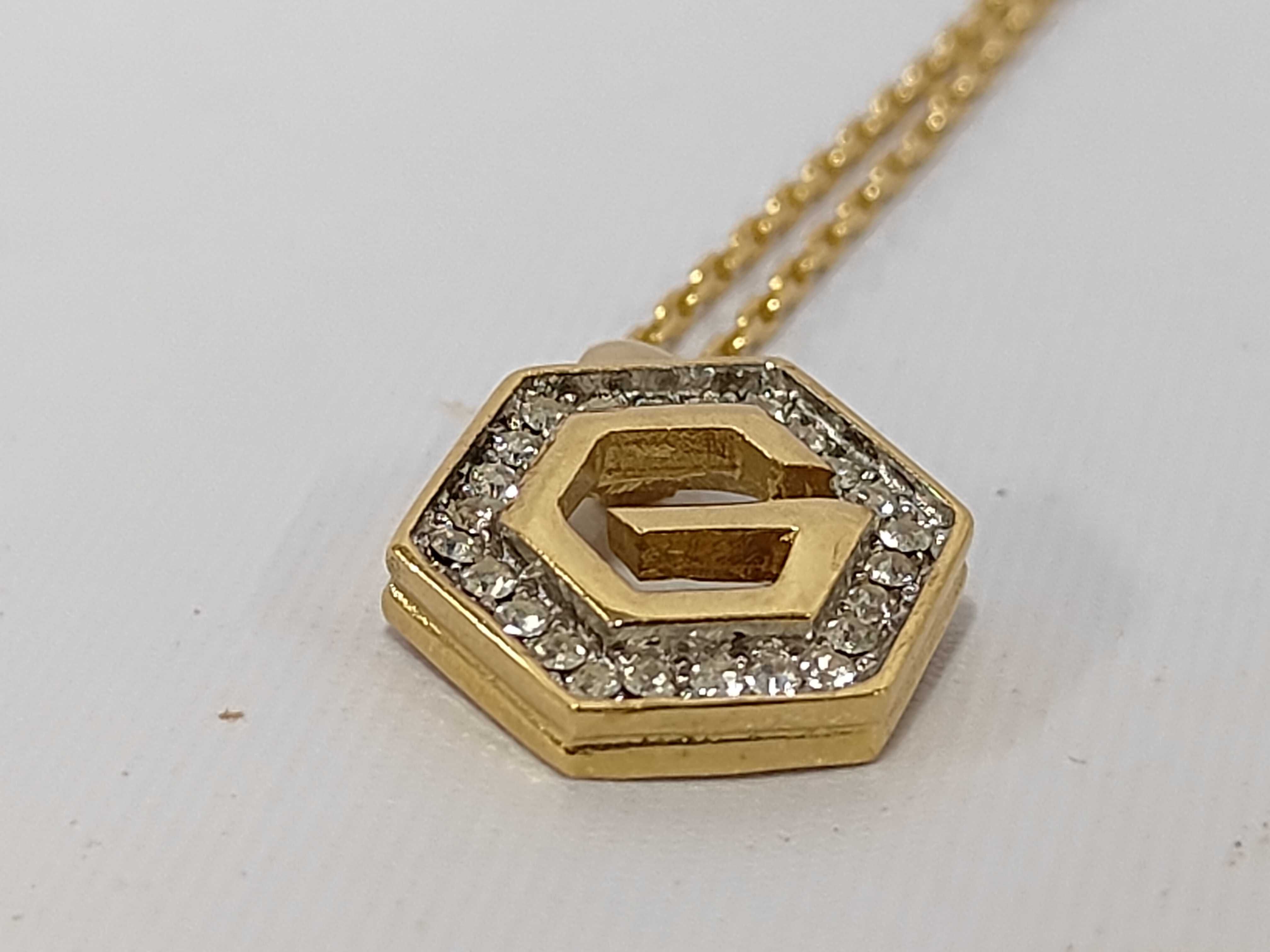 G-logo rhinestone gold necklace — view 6