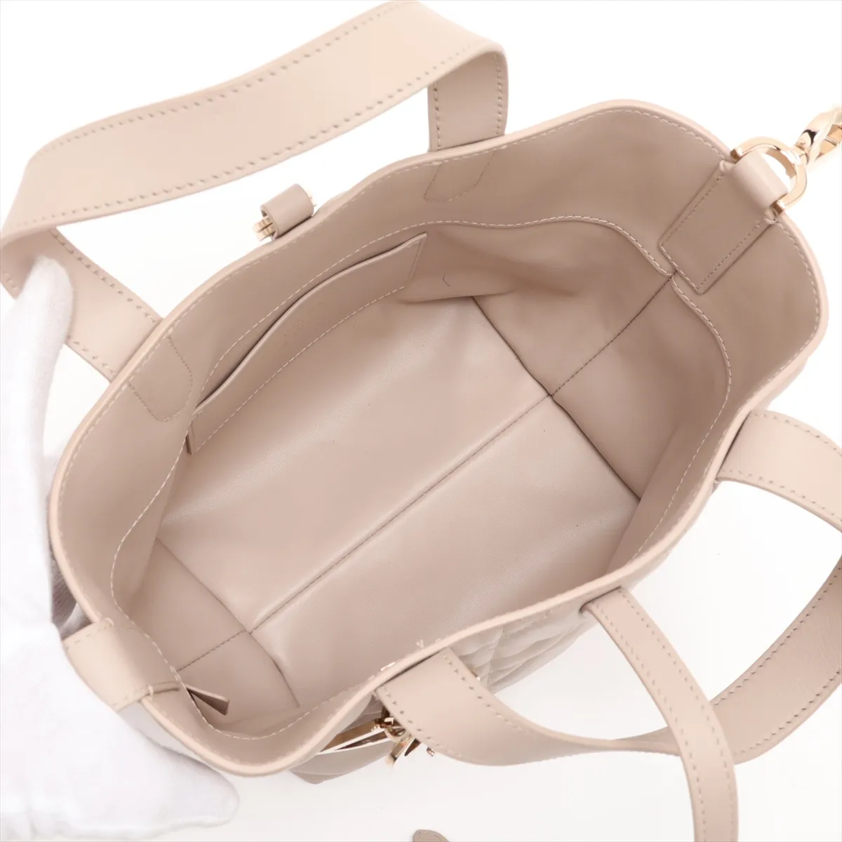 Macro Cannage Toujours Leather 2-Way Handbag, Beige, Lucky Star — view 8