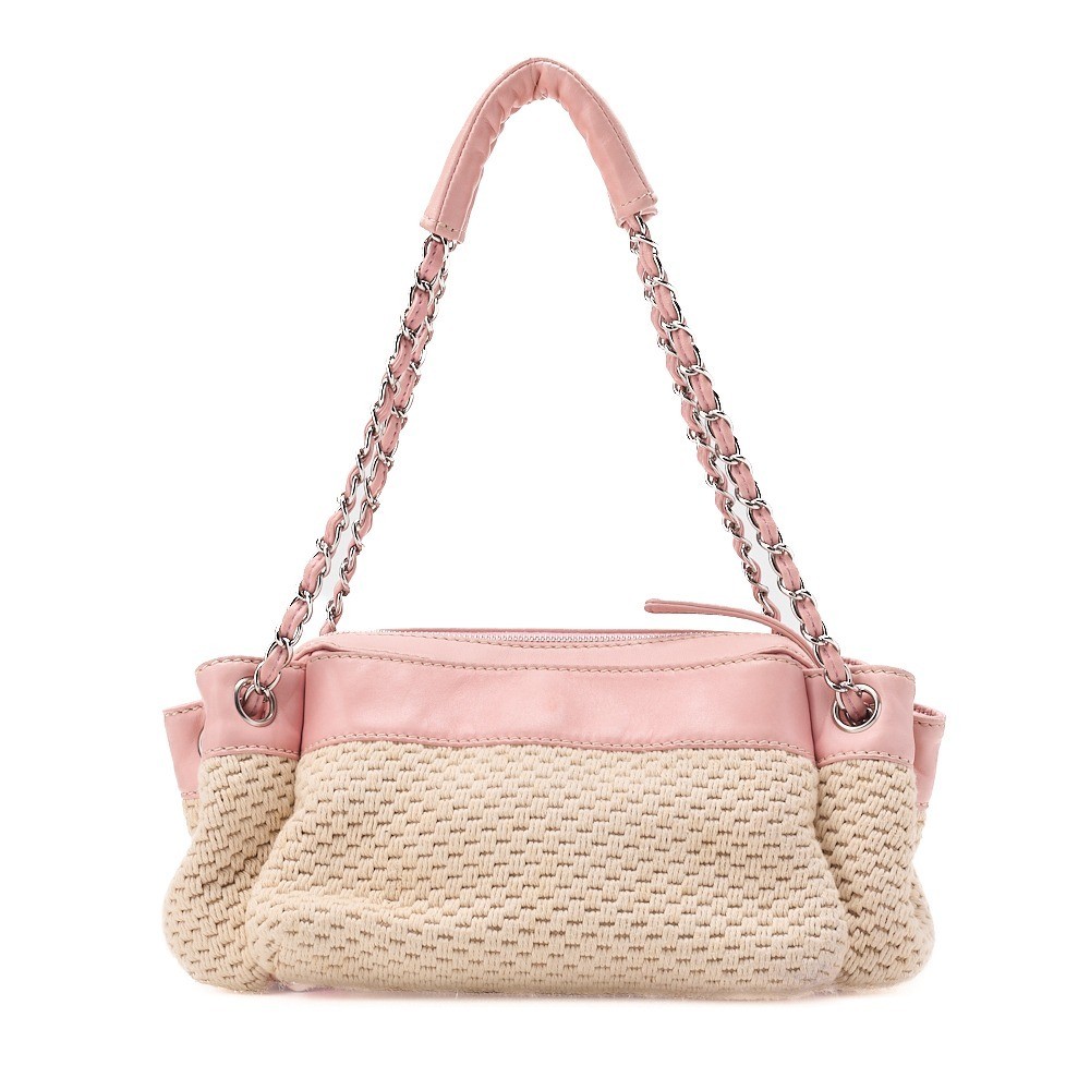 Trasse Cotton x Lambskin Shoulder Bag Pink x Ivory — view 2