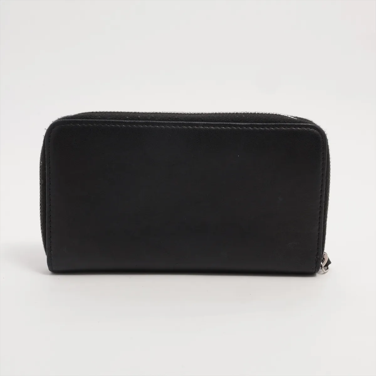 Cocomark Lambskin Round Zip Wallet Black Silver Hardware 22558605 — view 2