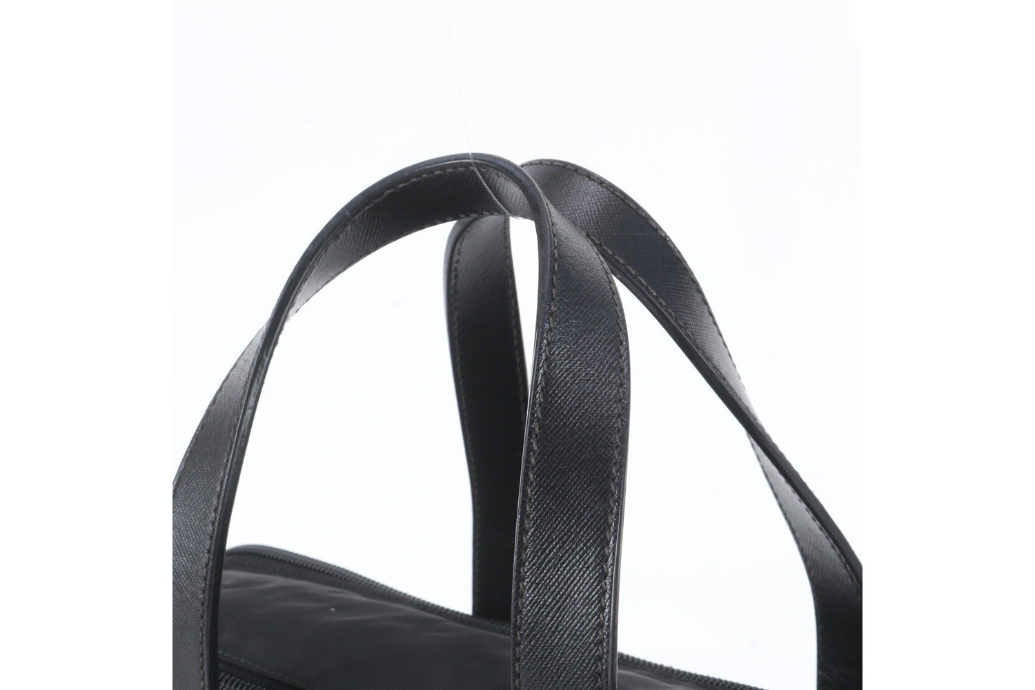 Tessuto Nylon Triangle Logo Leather Business Bag — view 2