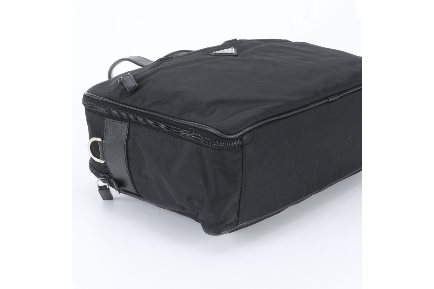 Tessuto Nylon Triangle Logo Leather Business Bag — view 5