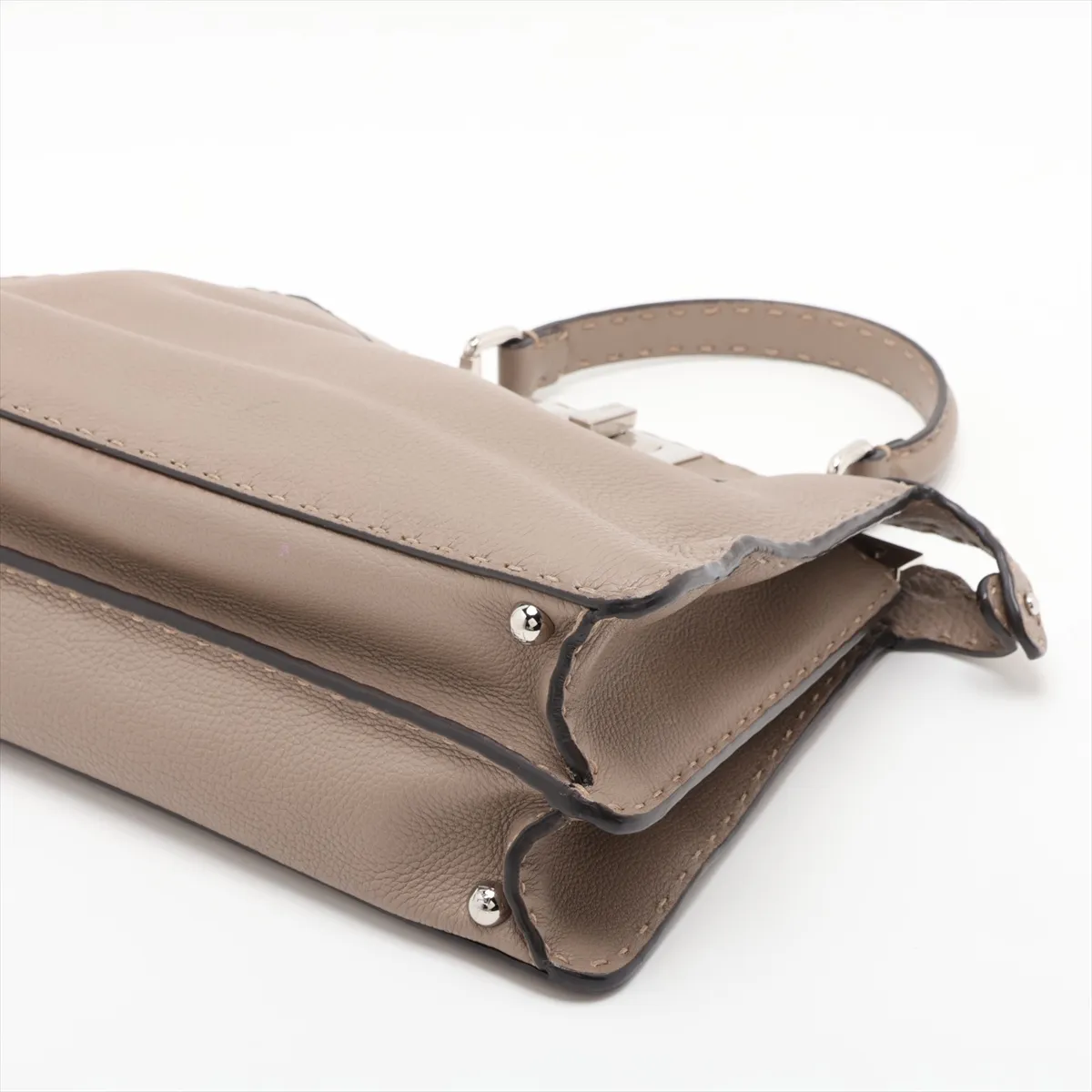 Selleria Peekaboo I.U Medium Leather Handbag, Greige, 8BN321 — view 3