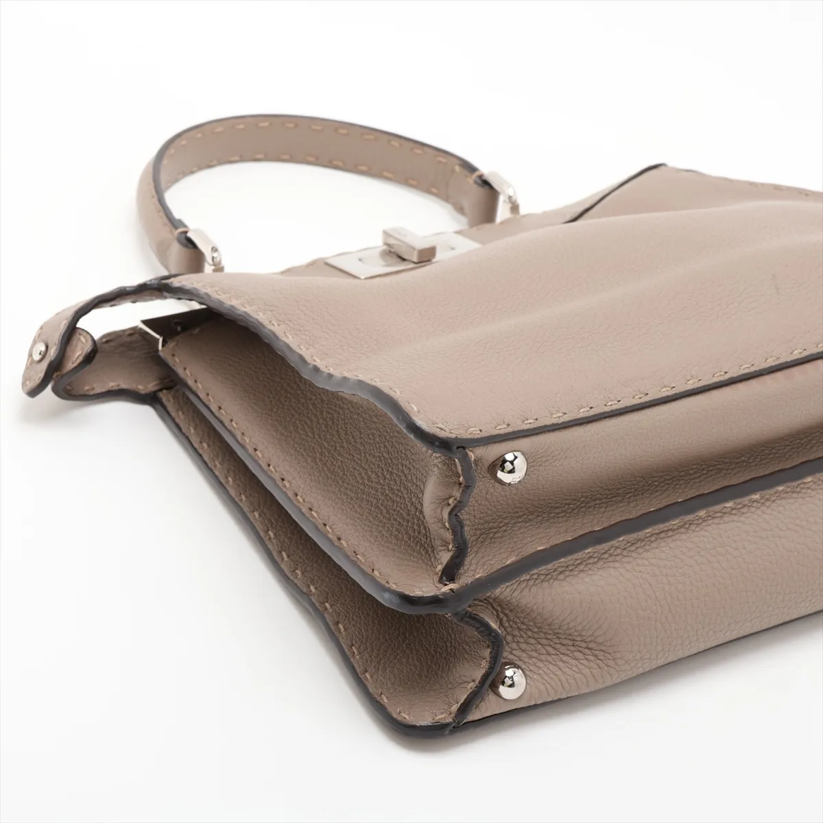 Selleria Peekaboo I.U Medium Leather Handbag, Greige, 8BN321 — view 4