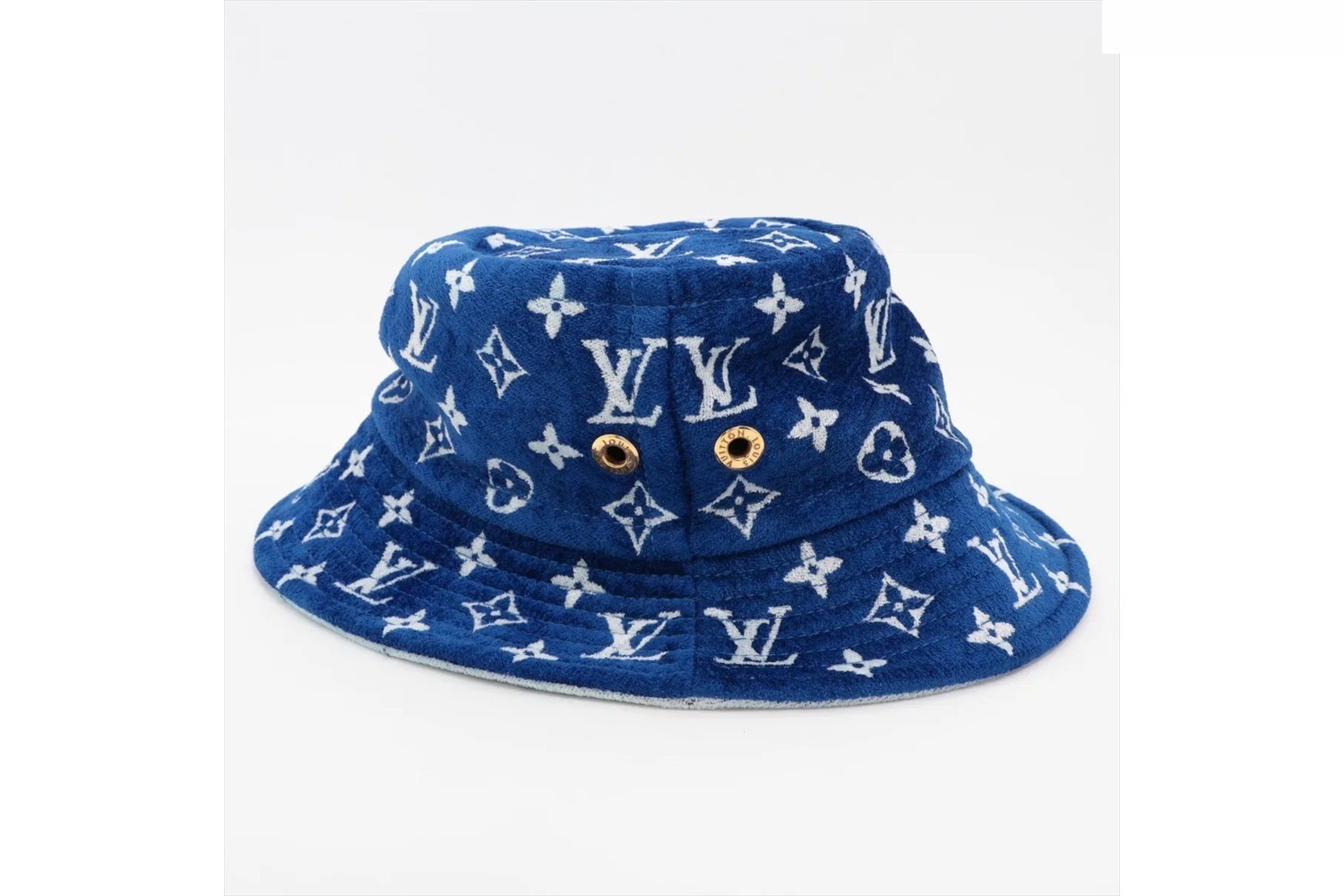Tag attached Chapeau LV Match Bucket Hat, Blue, M77760 — view 3