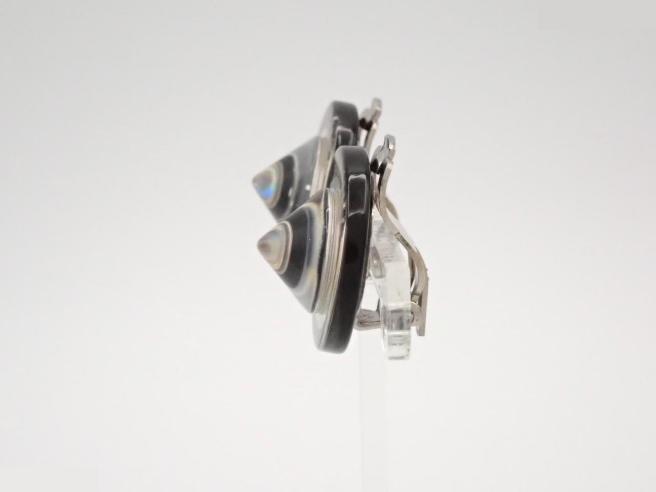 Earrings, 00T, Logo, Aurora Stone, Studs, 2cm Wide — view 3