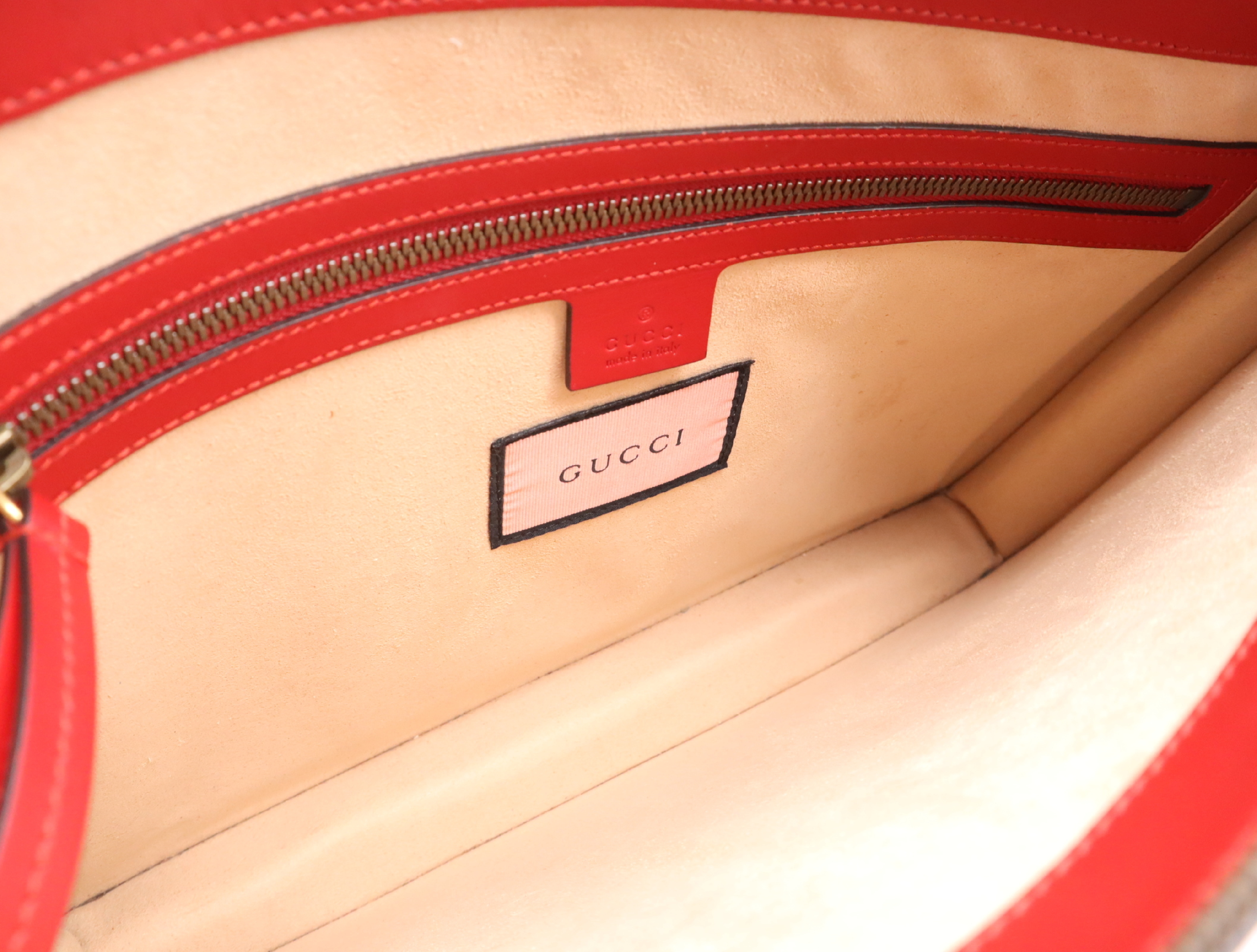 429004 Leather Gucci Ghost Shoulder Bag, Red, with Shoulder Strap, Handbag — view 15