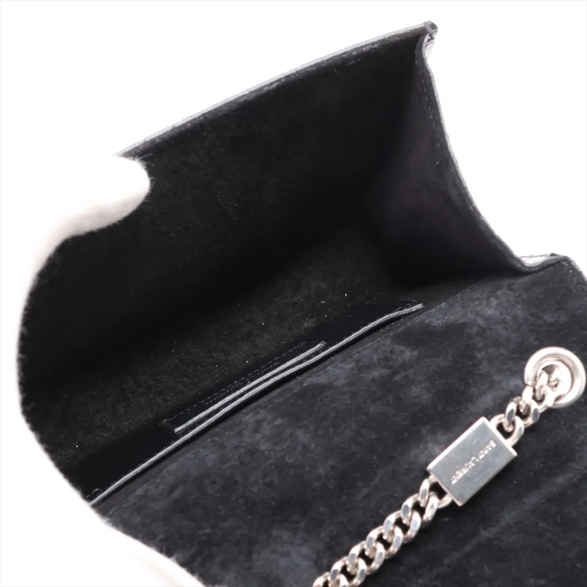 326076 Crocodile Embossed Chain Shoulder Bag, Black — view 6