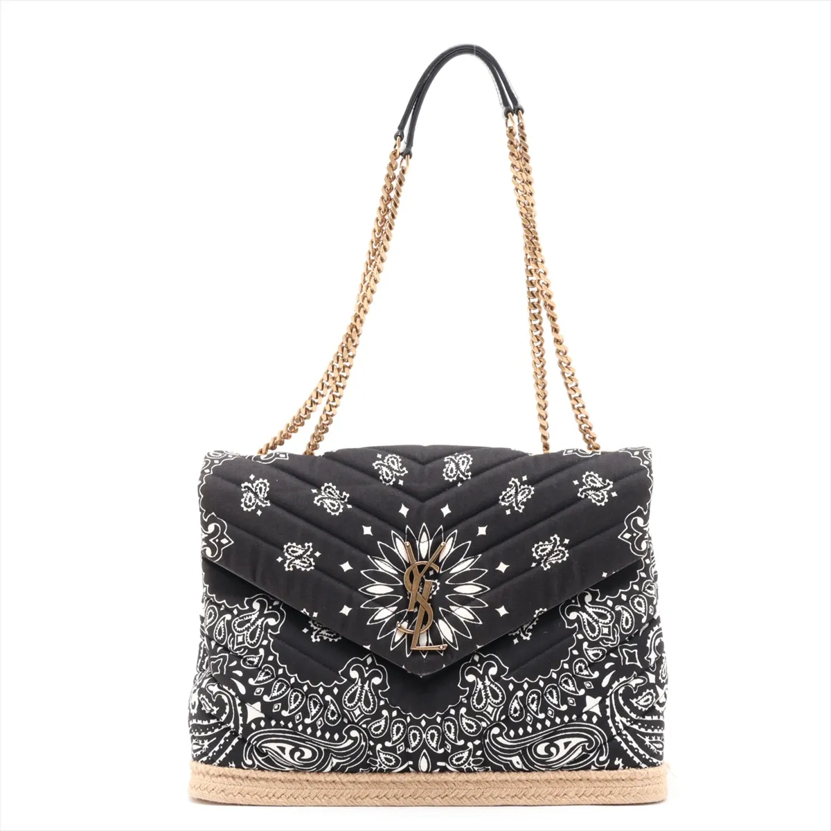 Loulou Medium 487216 Canvas Chain Shoulder Bag Black Paisley