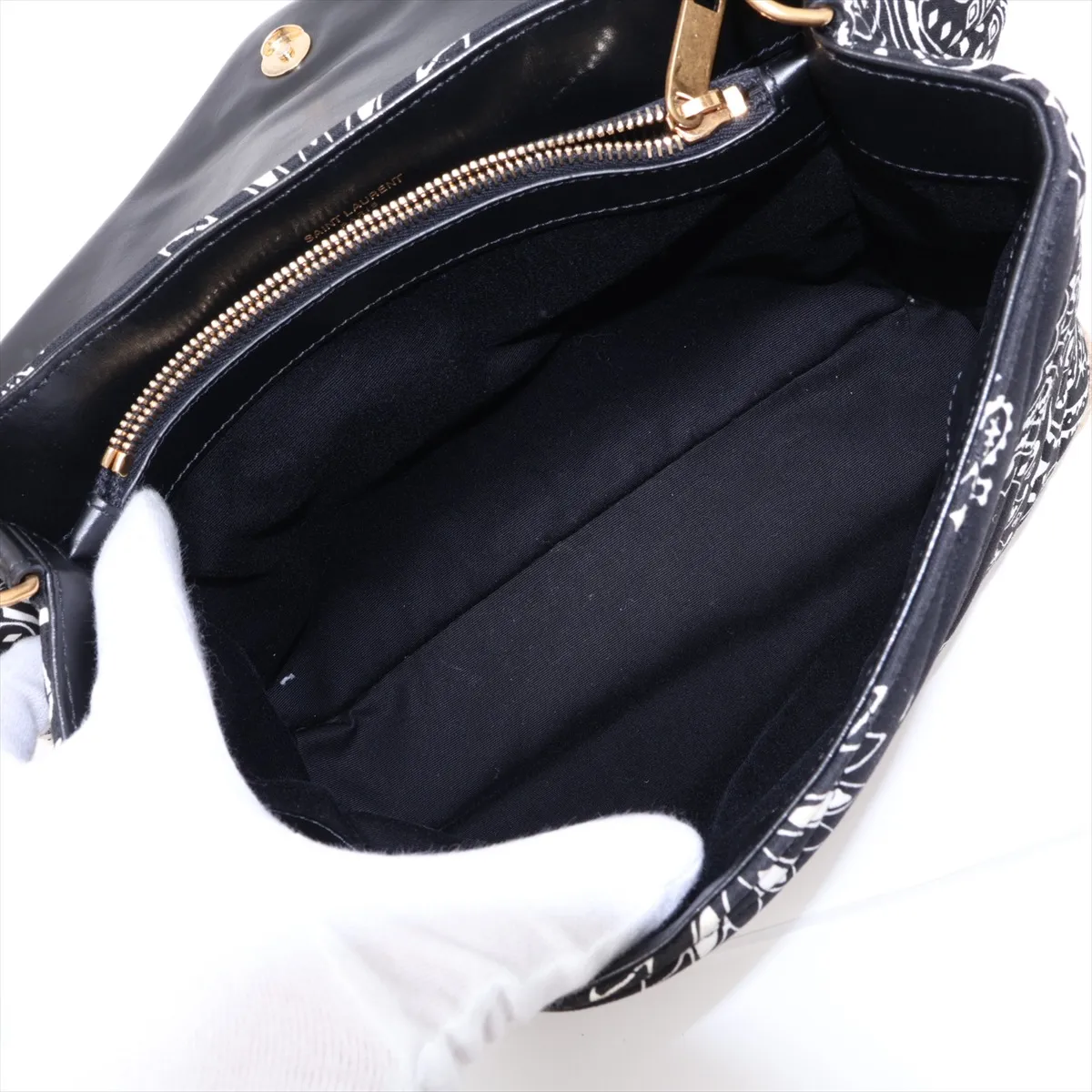 Loulou Medium 487216 Canvas Chain Shoulder Bag Black Paisley — view 7