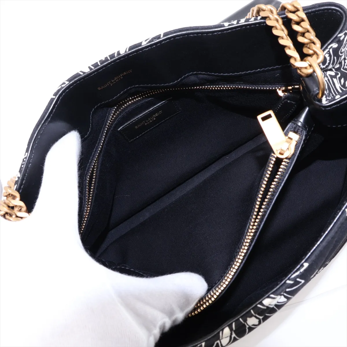Loulou Medium 487216 Canvas Chain Shoulder Bag Black Paisley — view 8