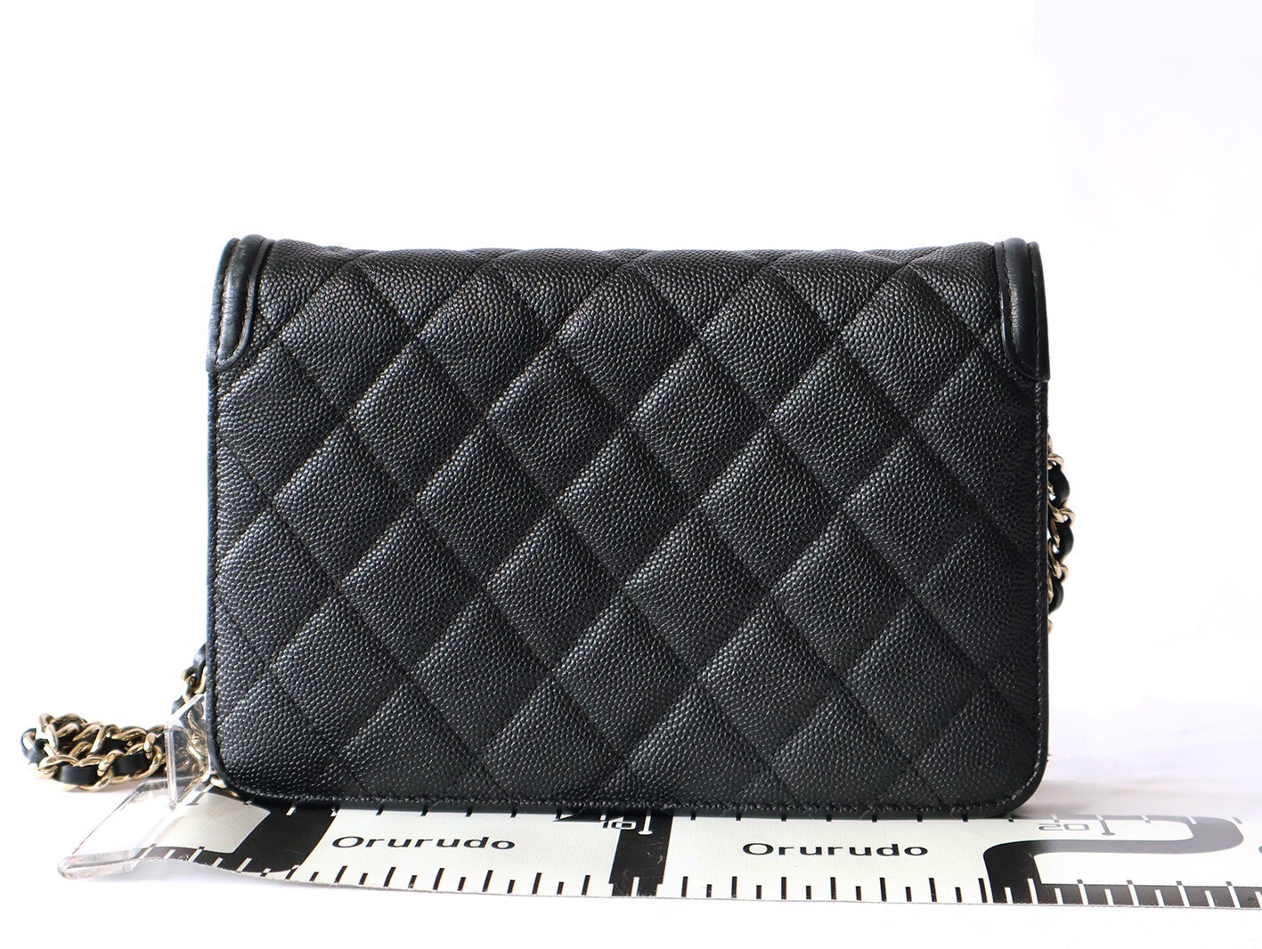 CC Filigree Caviar Skin Chain Wallet Shoulder Bag, Black — view 2