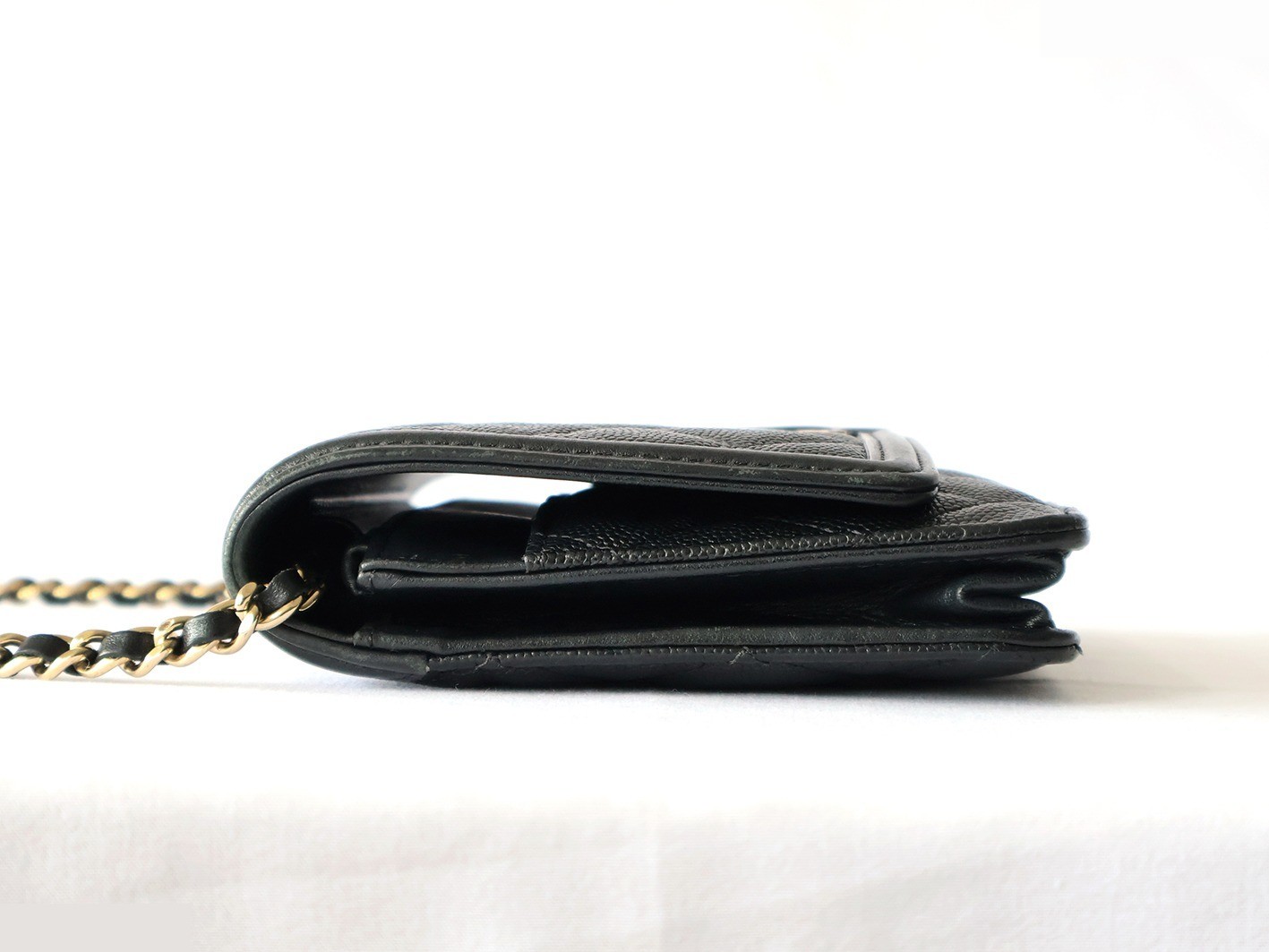 CC Filigree Caviar Skin Chain Wallet Shoulder Bag, Black — view 6