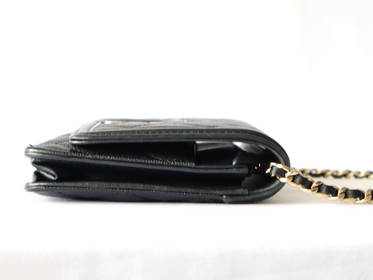 CC Filigree Caviar Skin Chain Wallet Shoulder Bag, Black — view 7