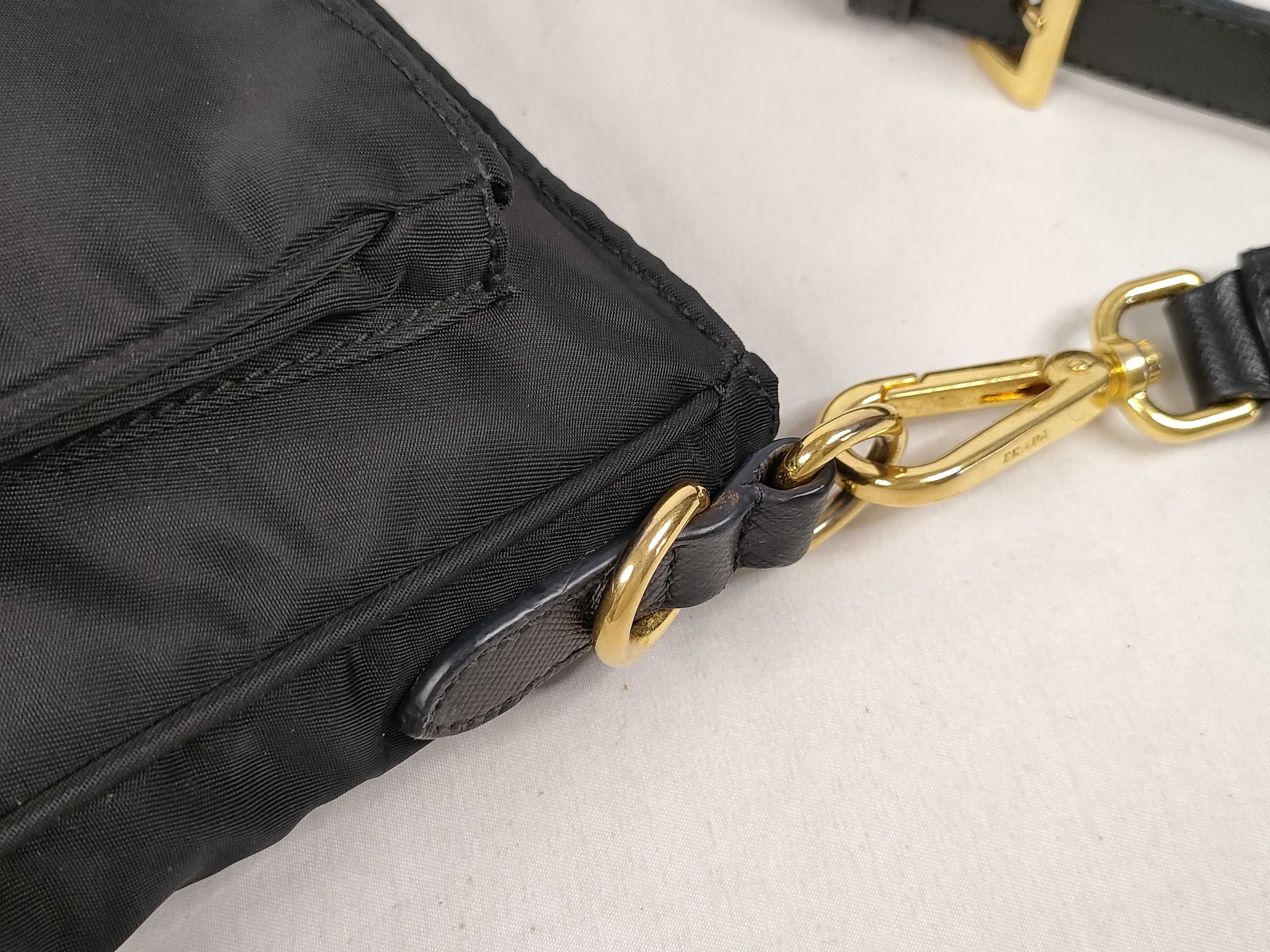 Nylon Prada Shoulder Bag Triangle Logo Black Shoulder Bag — view 5