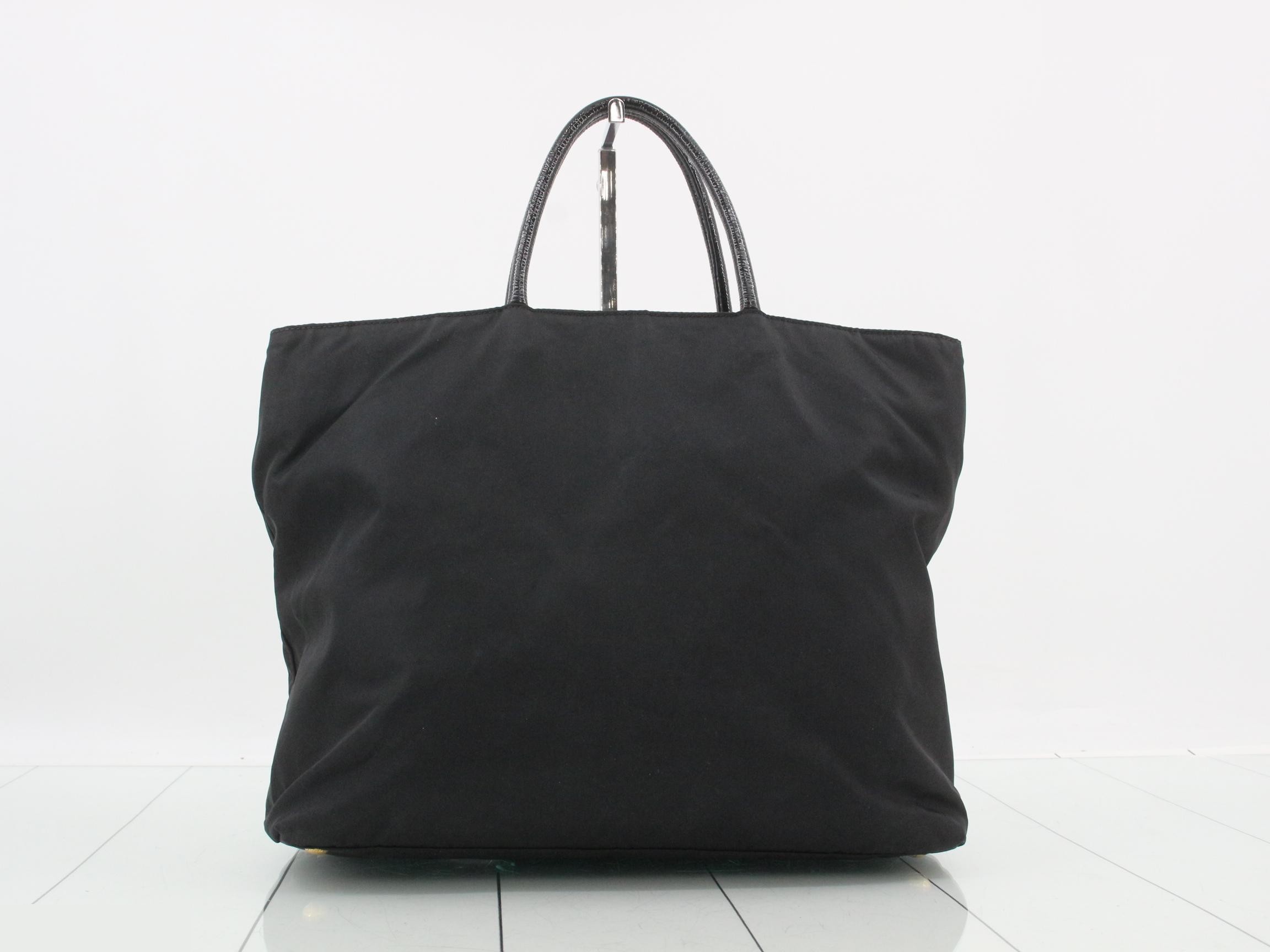 Nylon Ribbon Bag/Tote Bag, Black — view 2