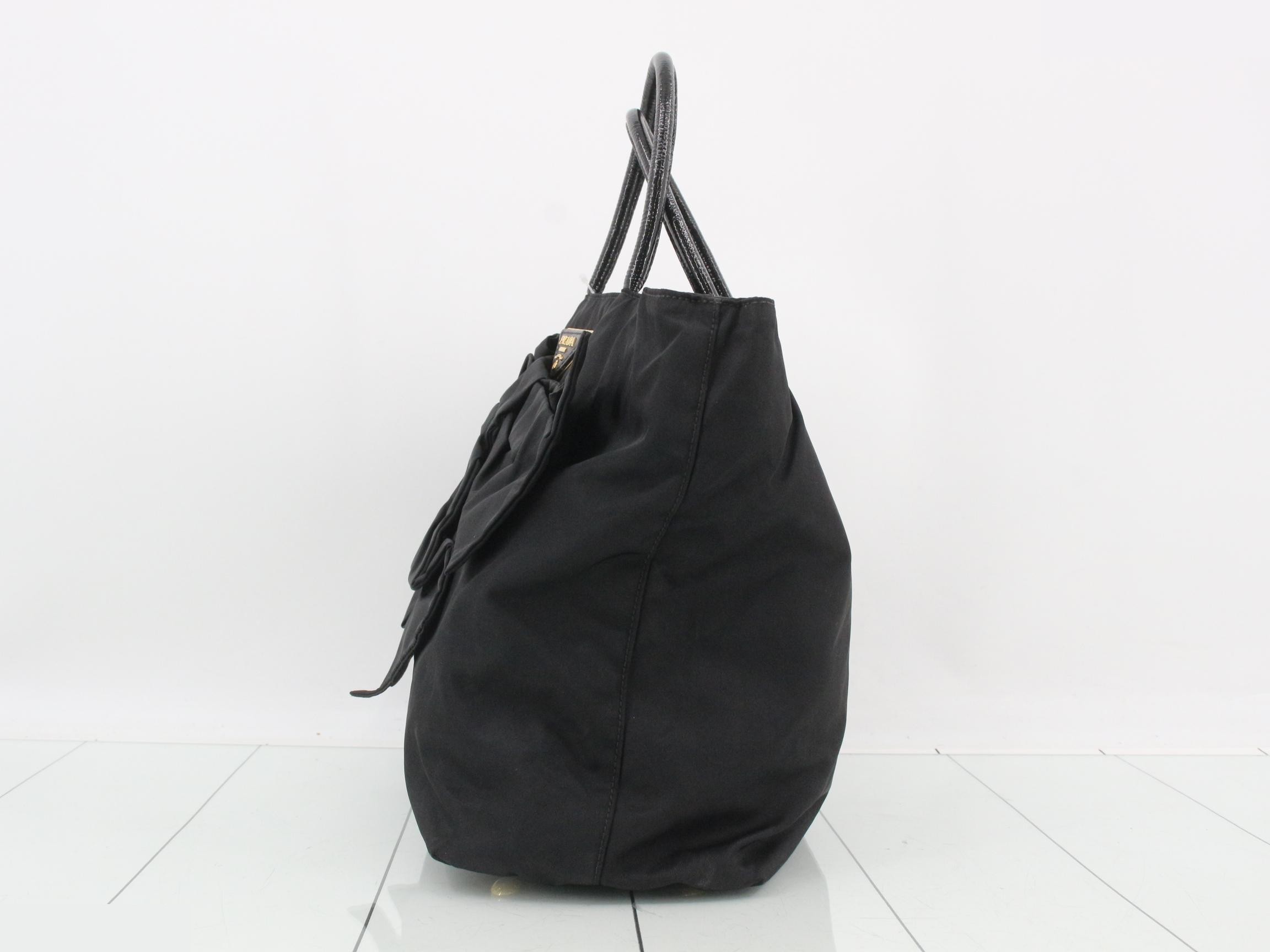 Nylon Ribbon Bag/Tote Bag, Black — view 3