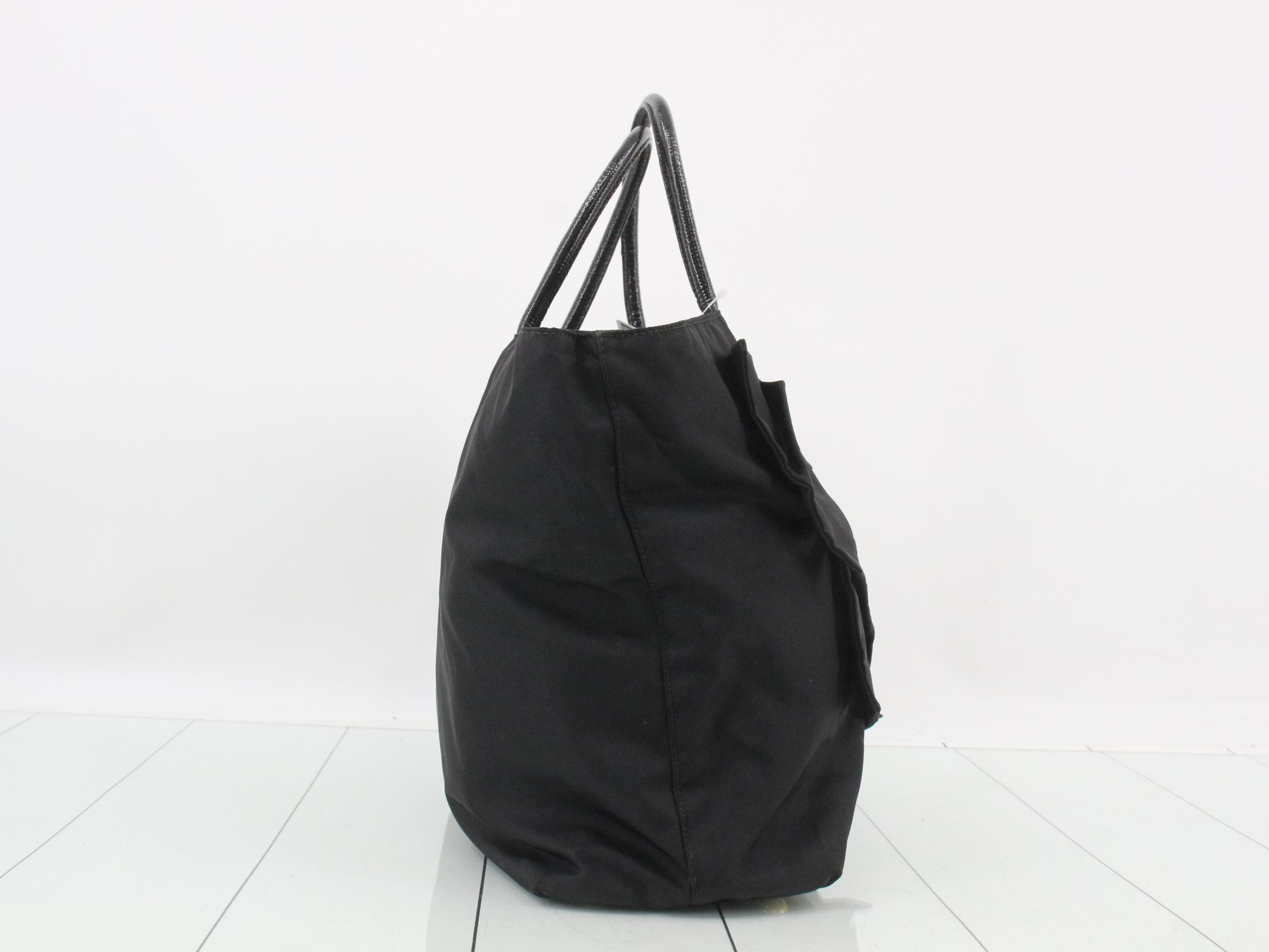 Nylon Ribbon Bag/Tote Bag, Black — view 4