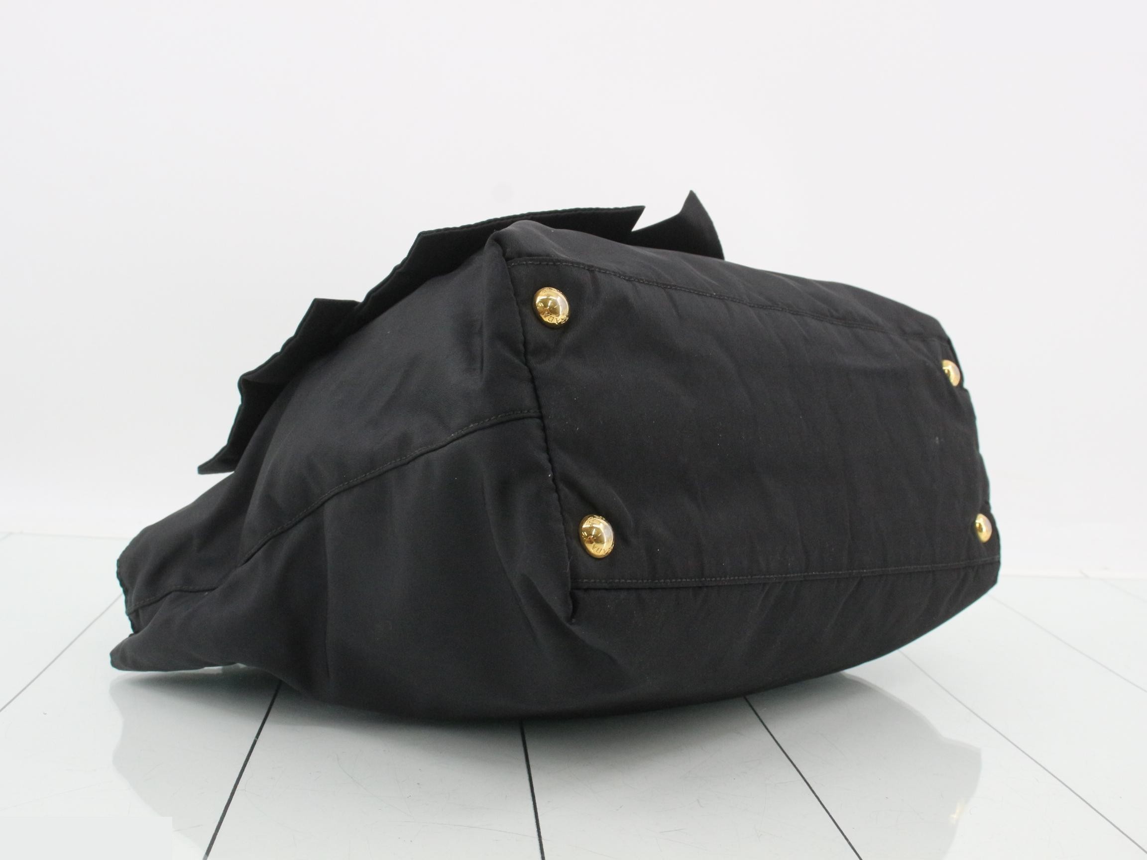 Nylon Ribbon Bag/Tote Bag, Black — view 5