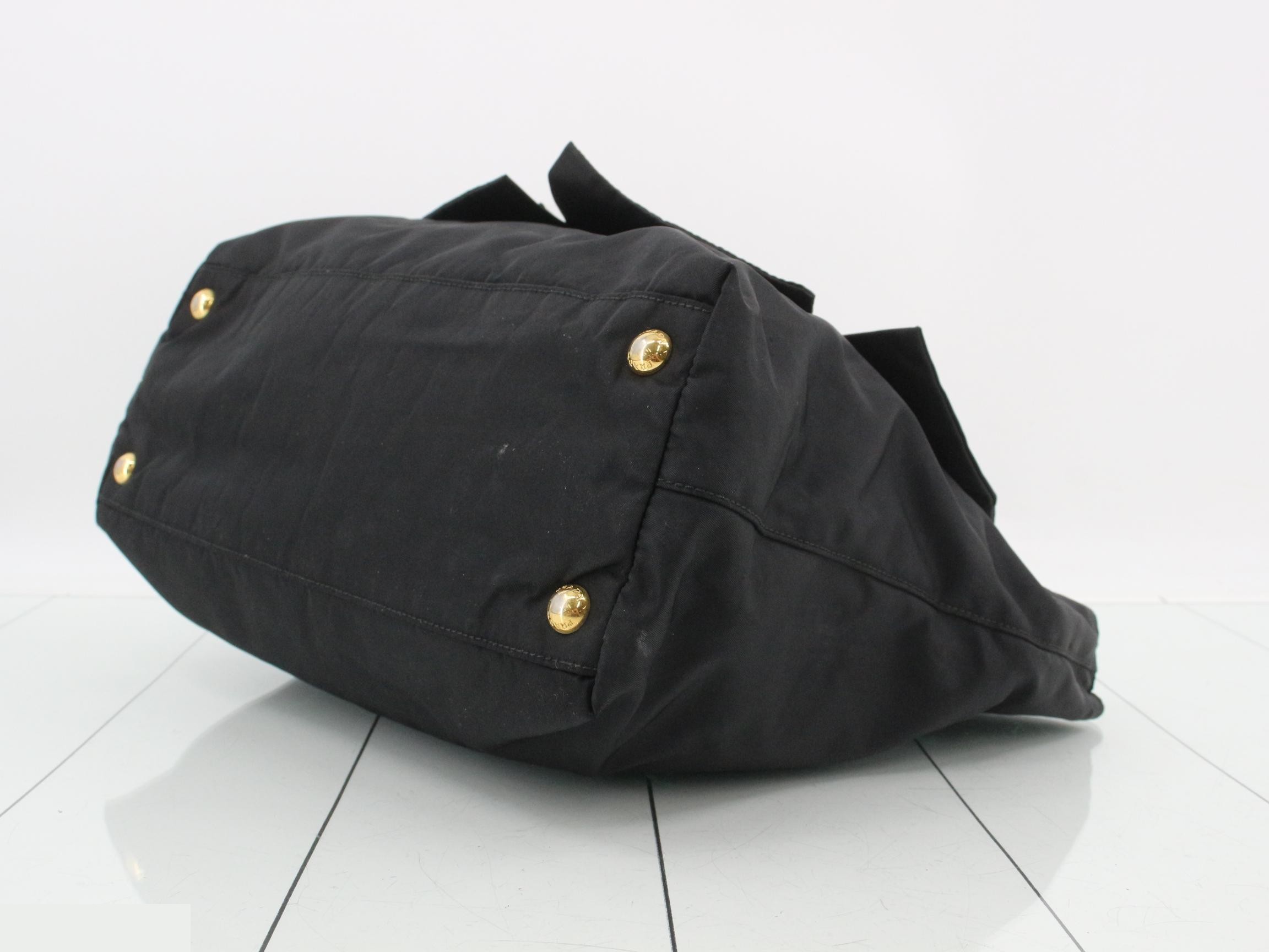 Nylon Ribbon Bag/Tote Bag, Black — view 6