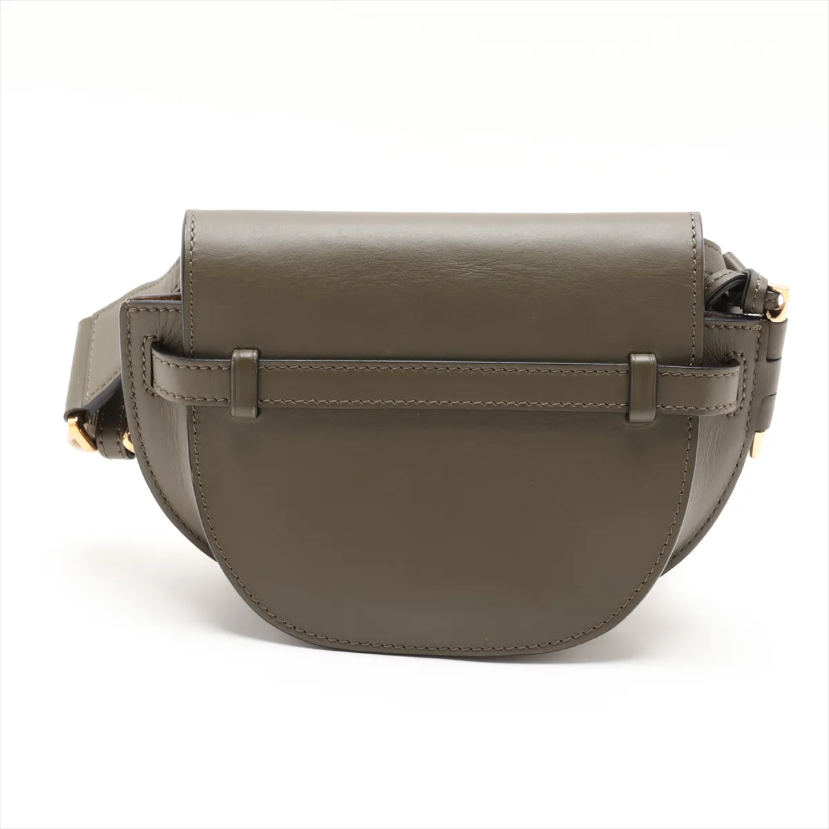 Gate Dual Mini Leather Shoulder Bag, Khaki — view 2