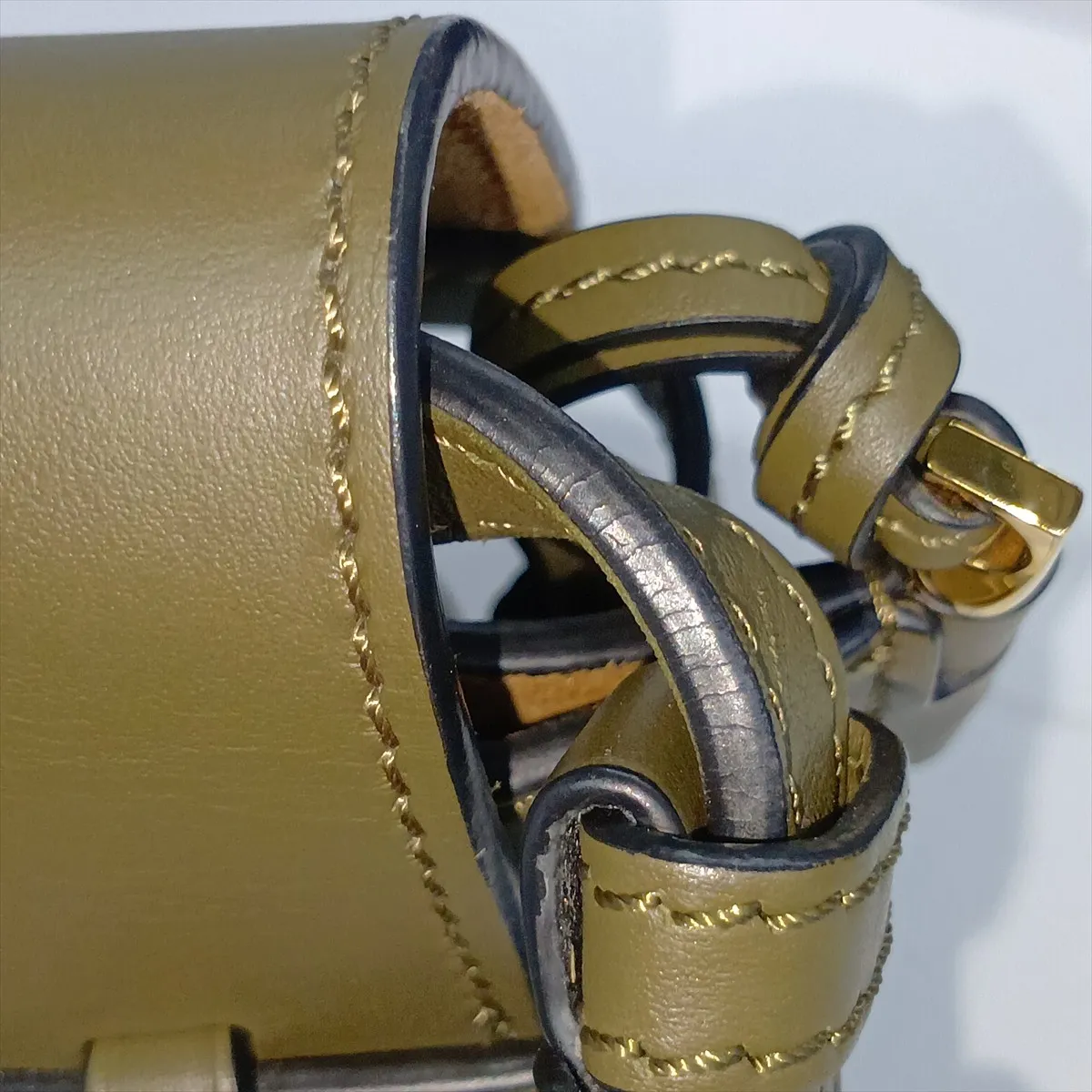 Gate Dual Mini Leather Shoulder Bag, Khaki — view 15