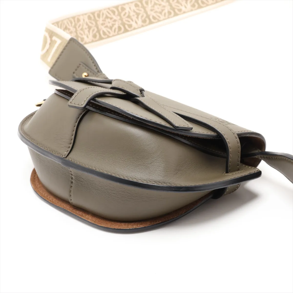 Gate Dual Mini Leather Shoulder Bag, Khaki — view 3
