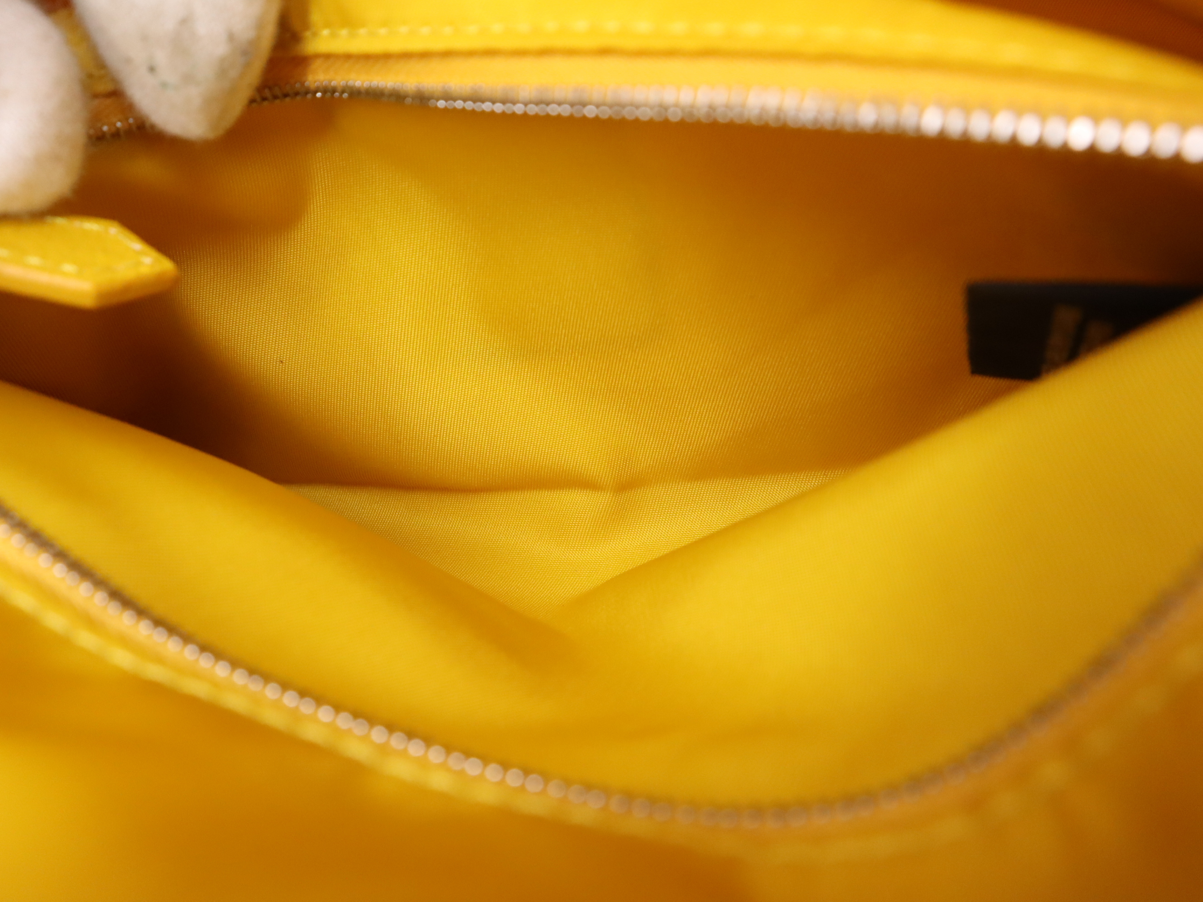 Nylon Mamma Bucket Messenger Bag, Yellow, Silver Hardware, with Shoulder Strap. — view 12