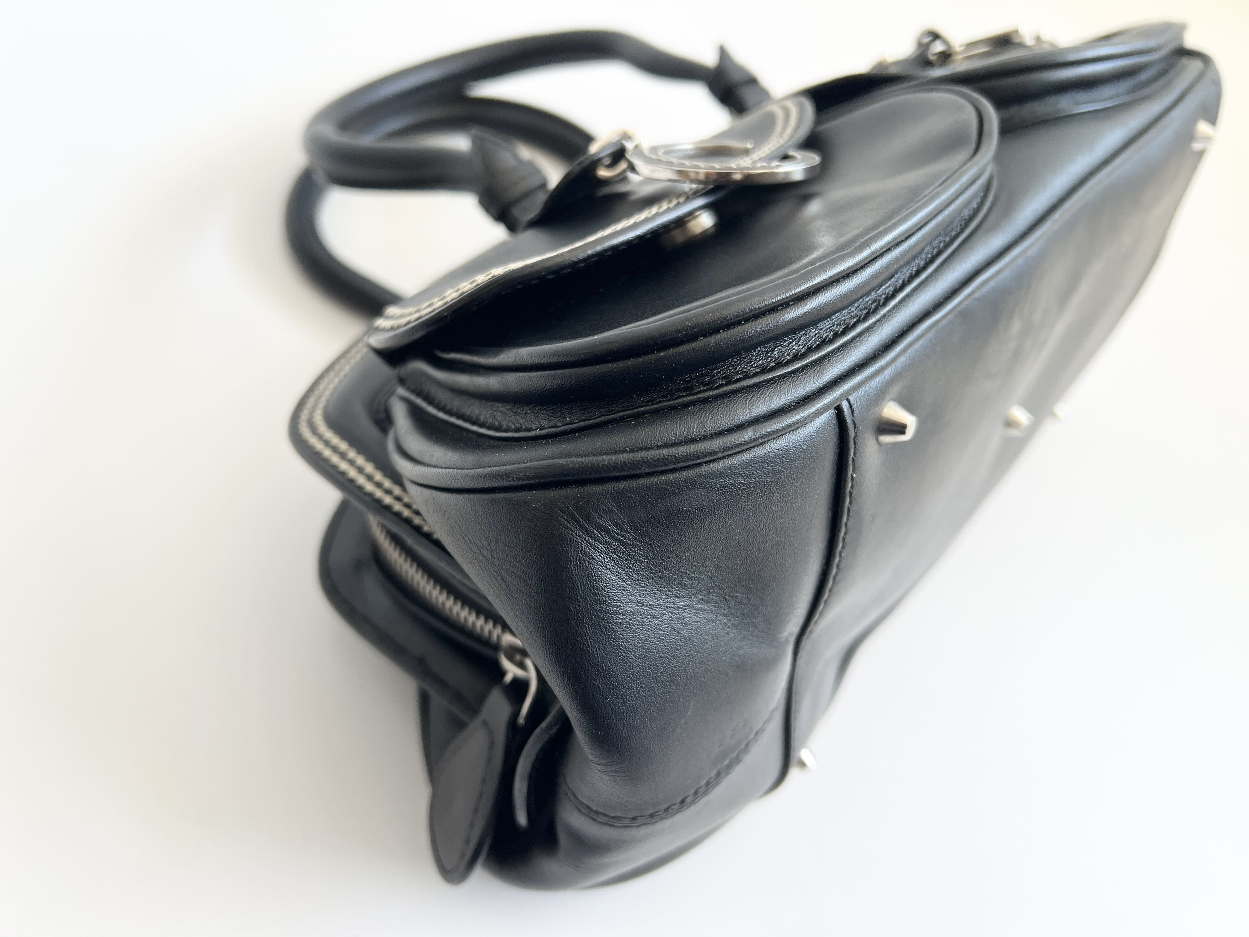 Detective CD Charm Leather Trotter Handbag — view 12
