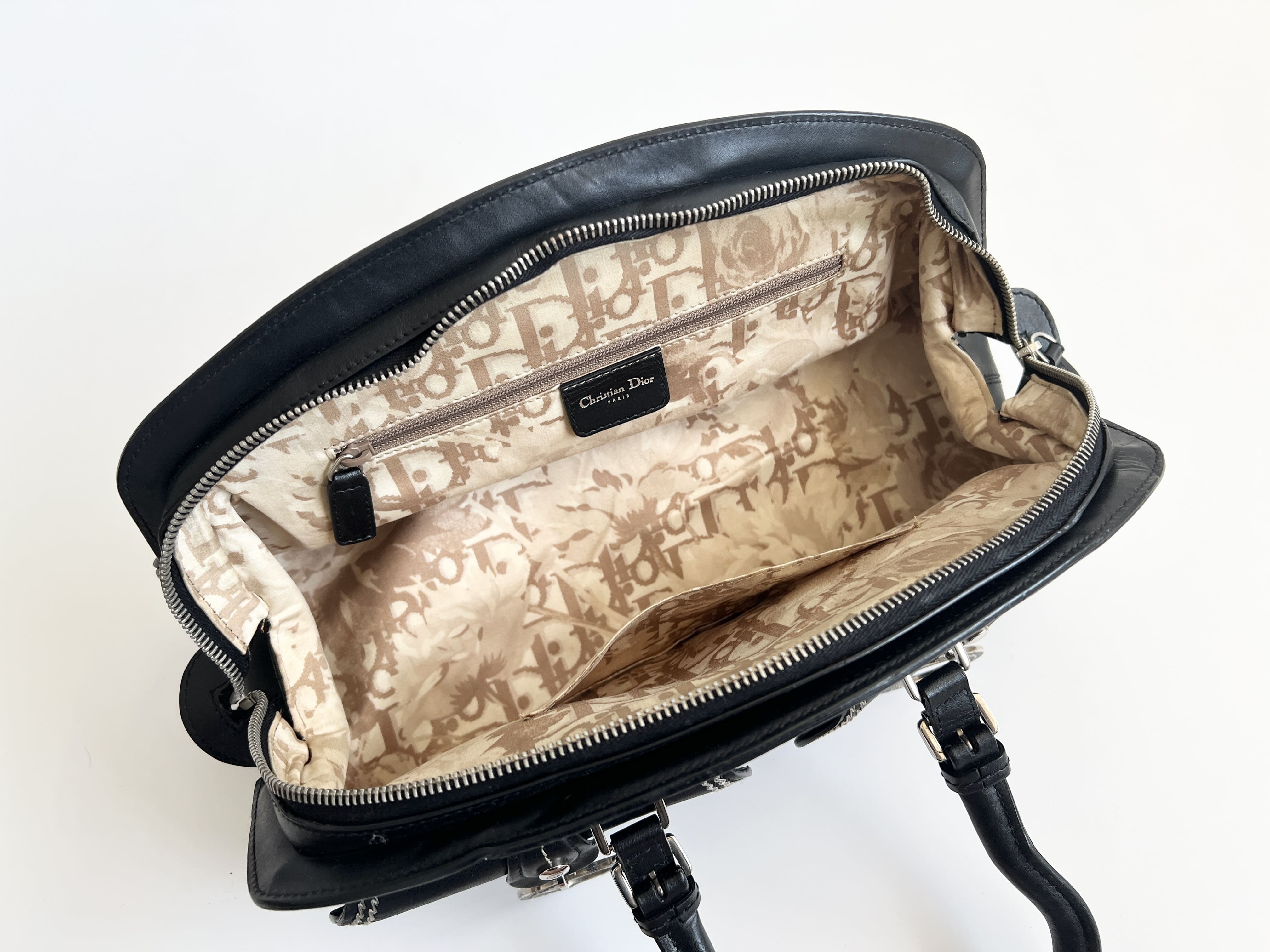 Detective CD Charm Leather Trotter Handbag — view 4
